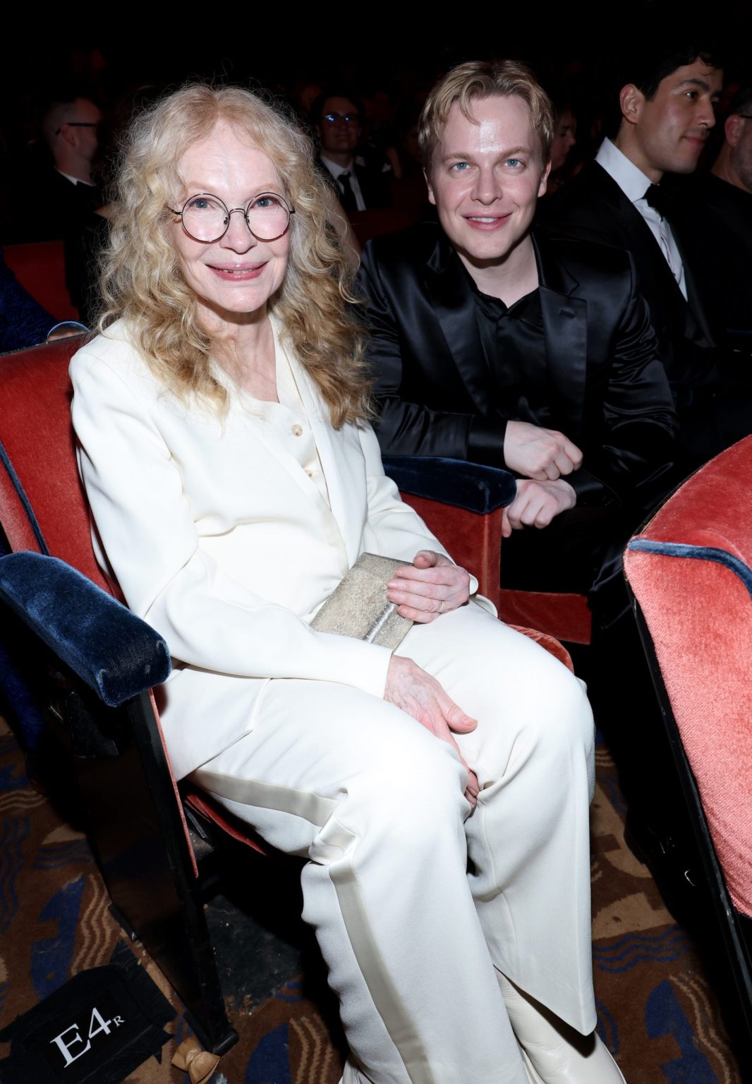 NEW YORK, NEW YORK - JUNE 08: (L-R) Mia Farrow and Ronan Farrow attend The 78th Annual Tony Awards at Radio City Music Hall on June 08, 2025 in New York City. (Photo by Kevin Mazur/Getty Images for Tony Awards Productions)