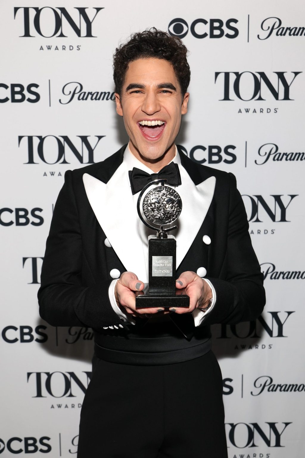 NEW YORK, NEW YORK - JUNE 08: Darren Criss poses with the Best Performance by an Actor in a Leading Role in a Musical award for "Maybe Happy Ending" award during The 78th Annual Tony Awards at Radio City Music Hall on June 08, 2025 in New York City. (Photo by Kevin Mazur/Getty Images for Tony Awards Productions)