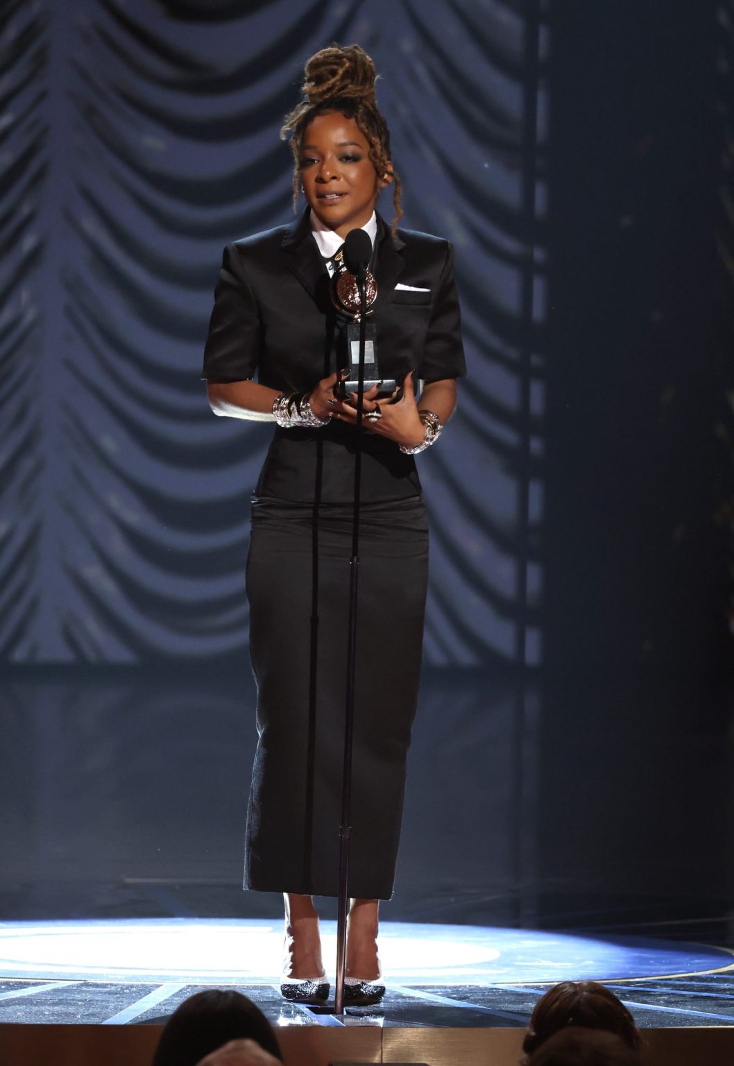 NEW YORK, NEW YORK - JUNE 08: Kara Young accepts the Best Performance by an Actress in a Featured Role in a Play award for "Purpose" onstage during The 78th Annual Tony Awards at Radio City Music Hall on June 08, 2025 in New York City. (Photo by Kevin Mazur/Getty Images for Tony Awards Productions)
