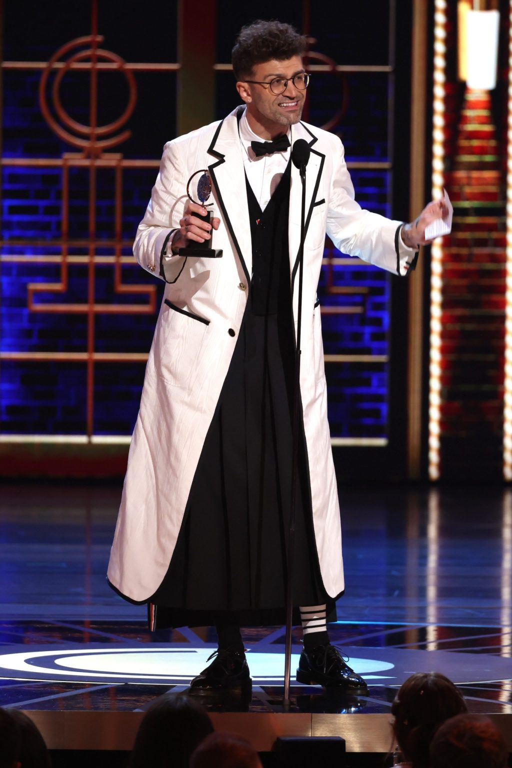 NEW YORK, NEW YORK - JUNE 08: Sam Pinkleton accepts the Best Direction of a Play award for "Oh, Mary!" onstage during The 78th Annual Tony Awards at Radio City Music Hall on June 08, 2025 in New York City. (Photo by Kevin Mazur/Getty Images for Tony Awards Productions)