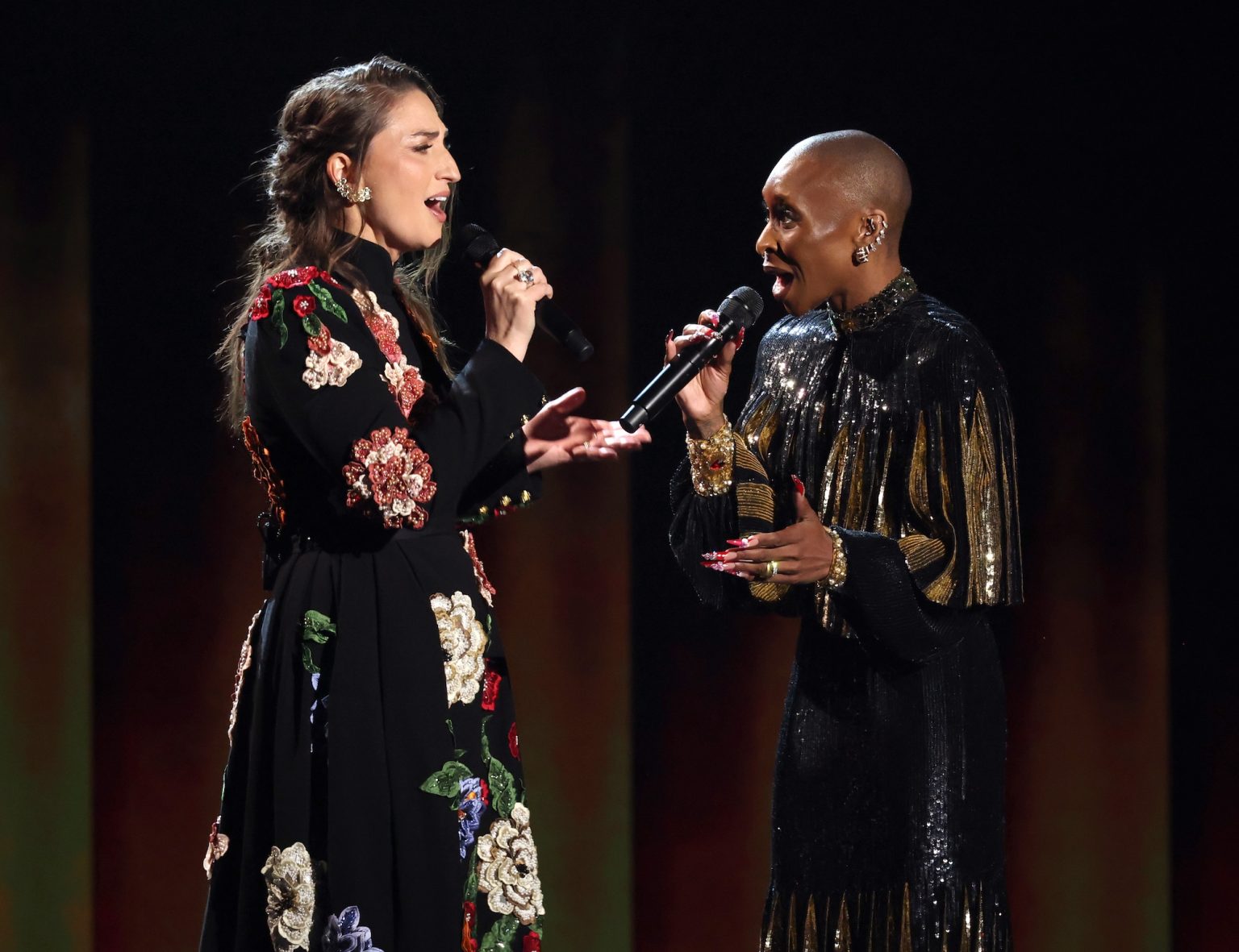 NEW YORK, NEW YORK - JUNE 08: (L-R) Sara Bareilles and Cynthia Erivo perform onstage during The 78th Annual Tony Awards at Radio City Music Hall on June 08, 2025 in New York City. (Photo by Kevin Mazur/Getty Images for Tony Awards Productions)