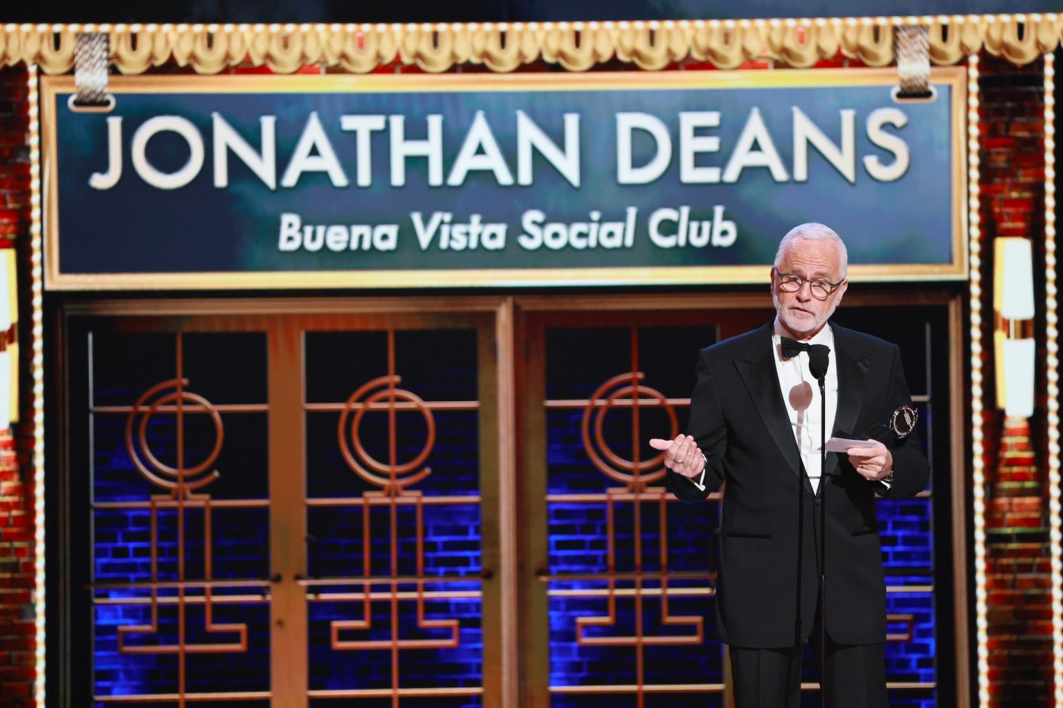 NEW YORK, NEW YORK - JUNE 08: Jonathan Deans accepts the Best Sound Design of a Musical award for "Buena Vista Social Club" during The 78th Annual Tony Awards at Radio City Music Hall on June 08, 2025 in New York City. (Photo by Theo Wargo/Getty Images for Tony Awards Productions)