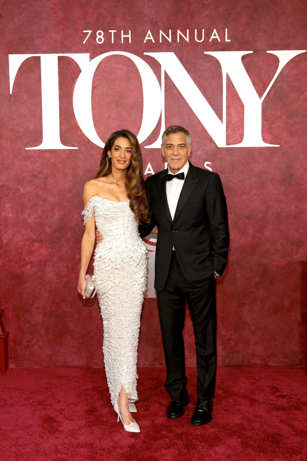 NEW YORK, NEW YORK - JUNE 08: (L-R) Amal Clooney and George Clooney attend The 78th Annual Tony Awards at Radio City Music Hall on June 08, 2025 in New York City. (Photo by Dimitrios Kambouris/Getty Images for Tony Awards Productions)