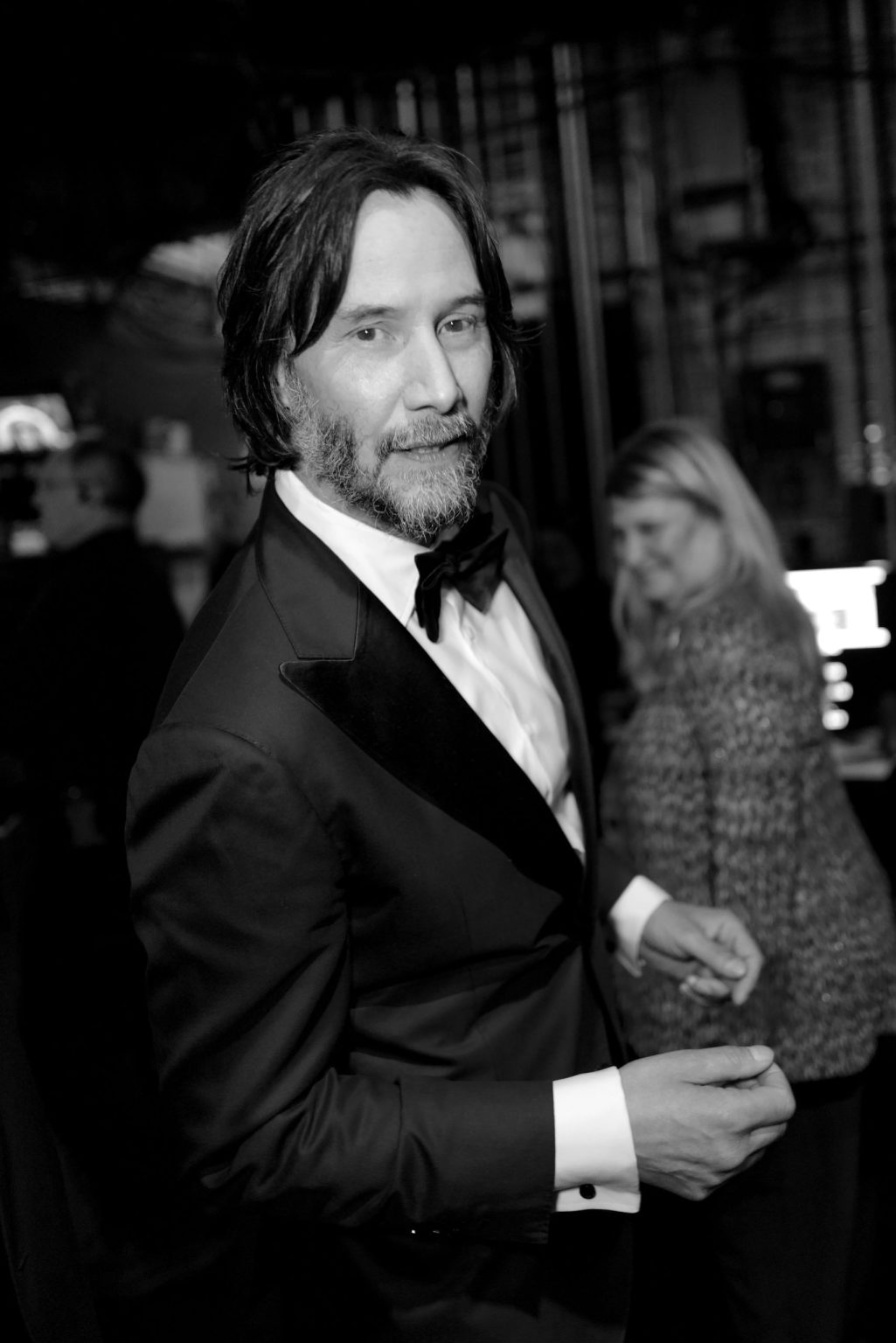 NEW YORK, NEW YORK - JUNE 08: (EDITOR’S NOTE: Image has been shot in black and white. Color version not available.) Keanu Reeves attends The 78th Annual Tony Awards at Radio City Music Hall on June 08, 2025 in New York City. (Photo by Jenny Anderson/Getty Images for Tony Awards Productions)