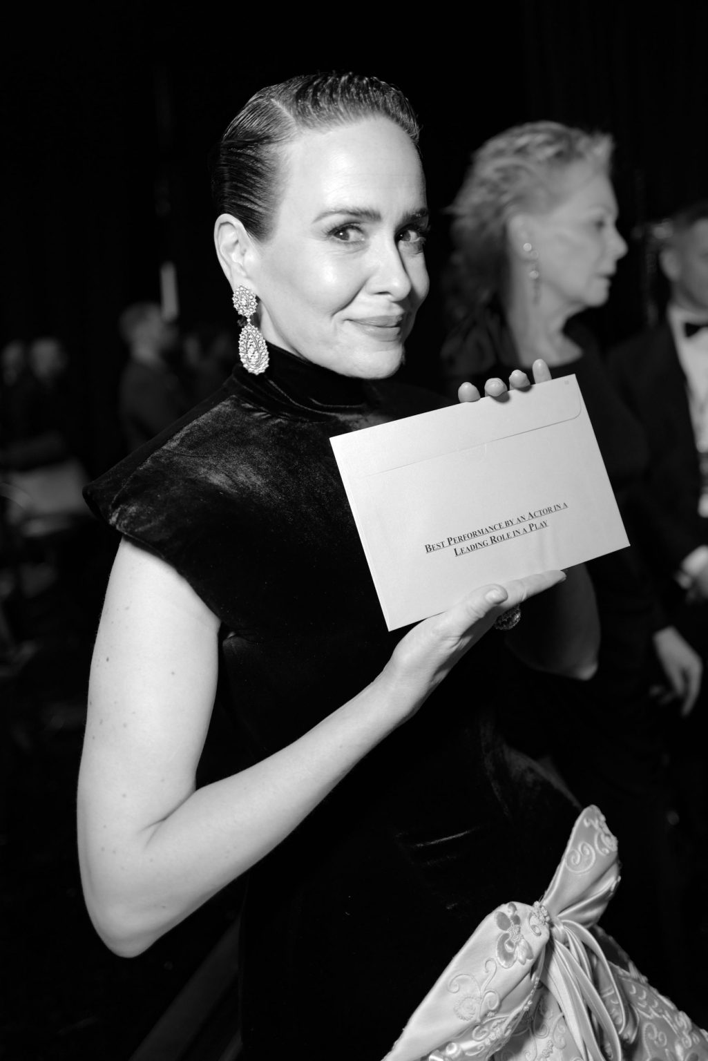 NEW YORK, NEW YORK - JUNE 08: (EDITOR’S NOTE: Image has been shot in black and white. Color version not available.) Sarah Paulson attends The 78th Annual Tony Awards at Radio City Music Hall on June 08, 2025 in New York City. (Photo by Jenny Anderson/Getty Images for Tony Awards Productions)