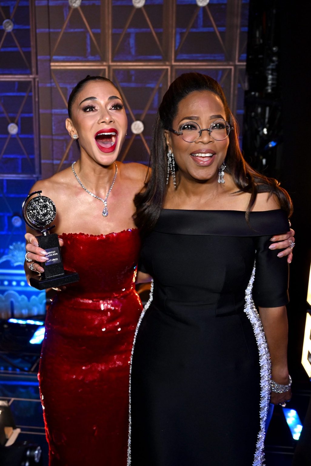 NEW YORK, NEW YORK - JUNE 08: (L-R) Nicole Scherzinger and Oprah Winfrey attend The 78th Annual Tony Awards at Radio City Music Hall on June 08, 2025 in New York City. (Photo by Jenny Anderson/Getty Images for Tony Awards Productions)