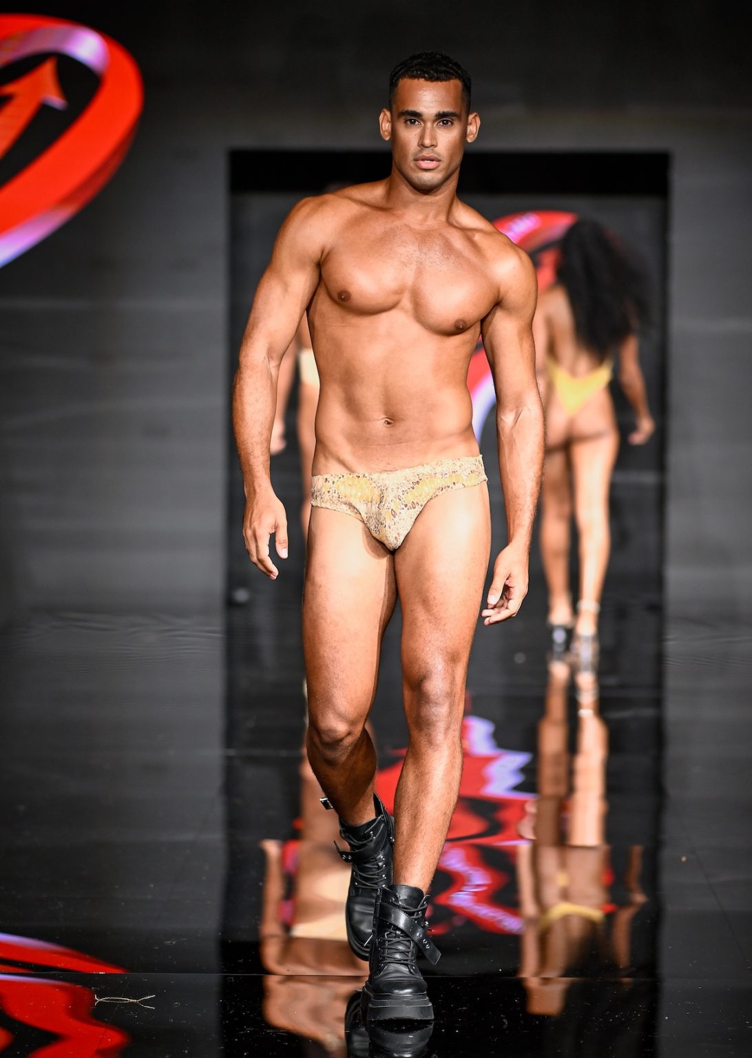 MIAMI BEACH, FLORIDA - MAY 31: A model walks the runway at the Love For Upcycling show during Miami Swim Week Powered By Art Hearts Fashion at Eden Roc Hotel on May 31, 2025 in Miami Beach, Florida. (Photo by Arun Nevader/Getty Images for Art Hearts Fashion)