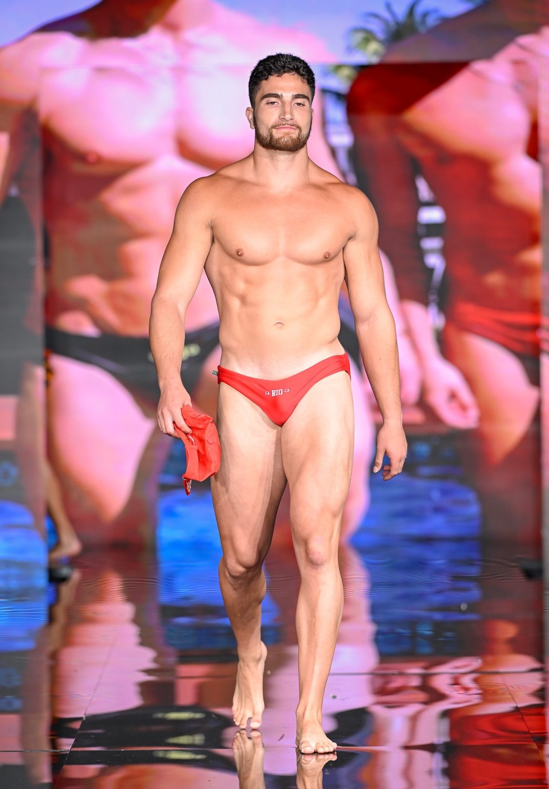 MIAMI BEACH, FLORIDA - MAY 30: A model walks the runway at the CA-RIO-CA Sunga Co. Show during Miami Swim Week Powered By Art Hearts Fashion at Eden Roc Hotel on May 30, 2025 in Miami Beach, Florida. (Photo by Arun Nevader/Getty Images for Art Hearts Fashion)