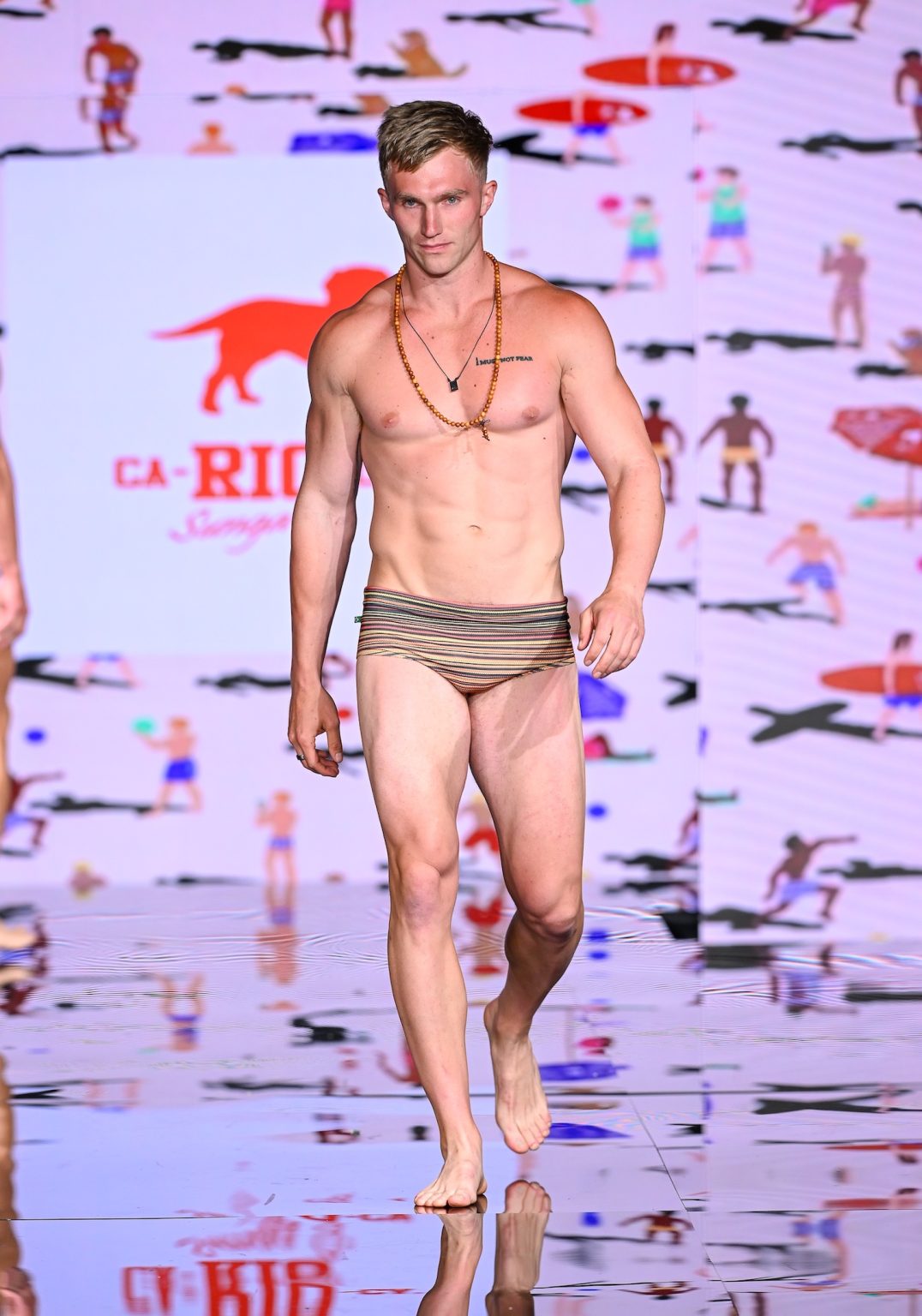 MIAMI BEACH, FLORIDA - MAY 30: A model walks the runway at the CA-RIO-CA Sunga Co. Show during Miami Swim Week Powered By Art Hearts Fashion at Eden Roc Hotel on May 30, 2025 in Miami Beach, Florida. (Photo by Arun Nevader/Getty Images for Art Hearts Fashion)