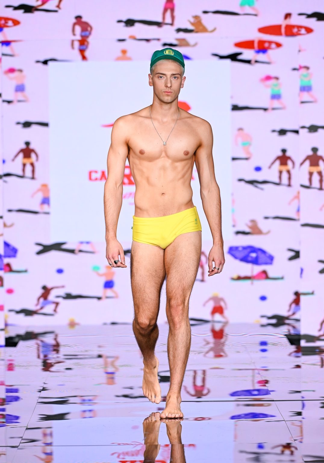 MIAMI BEACH, FLORIDA - MAY 30: A model walks the runway at the CA-RIO-CA Sunga Co. Show during Miami Swim Week Powered By Art Hearts Fashion at Eden Roc Hotel on May 30, 2025 in Miami Beach, Florida. (Photo by Arun Nevader/Getty Images for Art Hearts Fashion)
