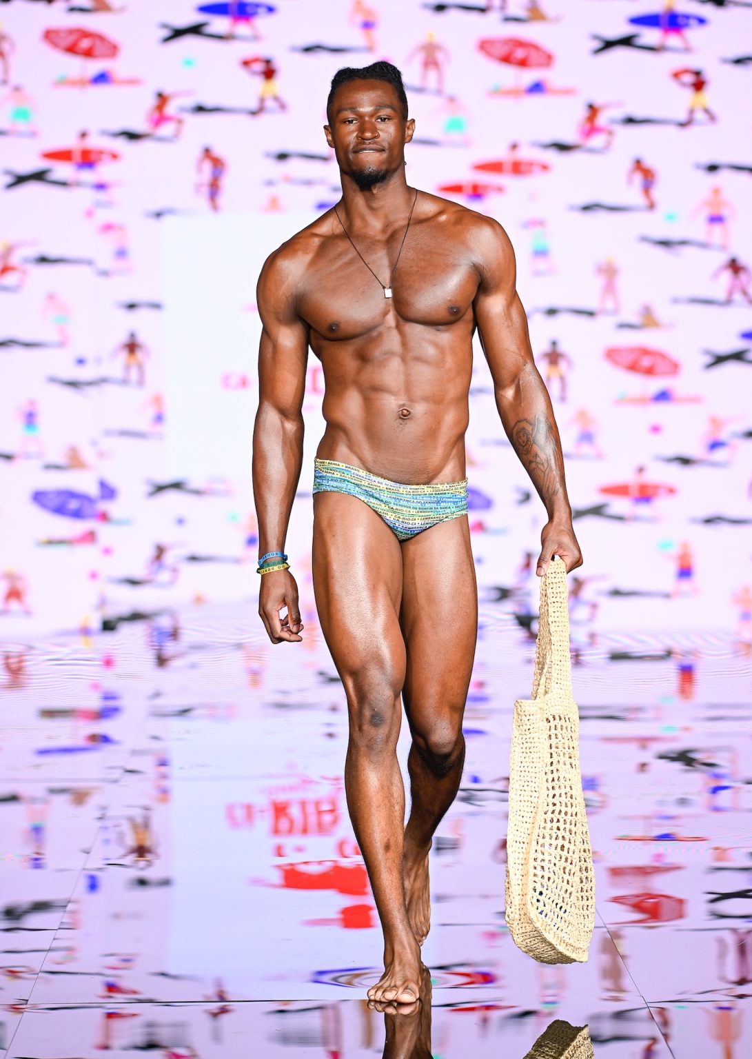 MIAMI BEACH, FLORIDA - MAY 30: A model walks the runway at the CA-RIO-CA Sunga Co. Show during Miami Swim Week Powered By Art Hearts Fashion at Eden Roc Hotel on May 30, 2025 in Miami Beach, Florida. (Photo by Arun Nevader/Getty Images for Art Hearts Fashion)