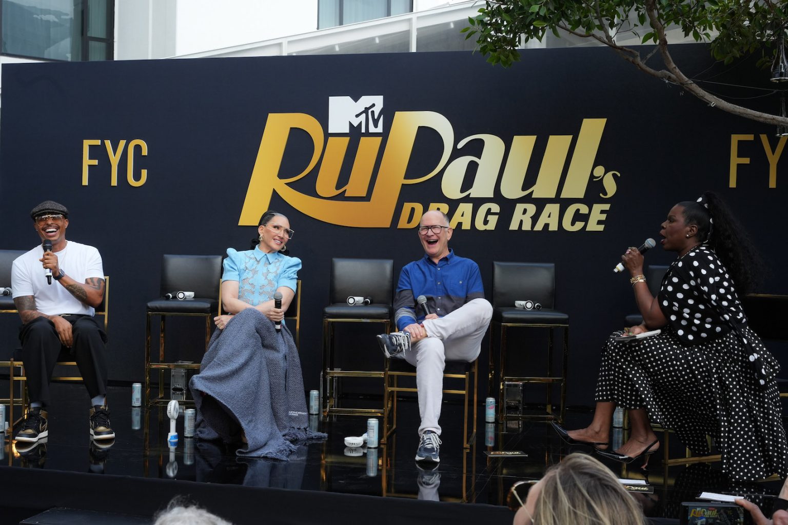 LOS ANGELES, CALIFORNIA - JUNE 06: Jamal Sims, Michelle Visage, Randy Barbato and Leslie Jonesduring the RuPaul's Drag Race Official FYC Event at Skybar in the Mondrian Los Angeles on June 06, 2025 in Los Angeles, California. (Photo by Gonzalo Marroquin/Getty Images for MTV)