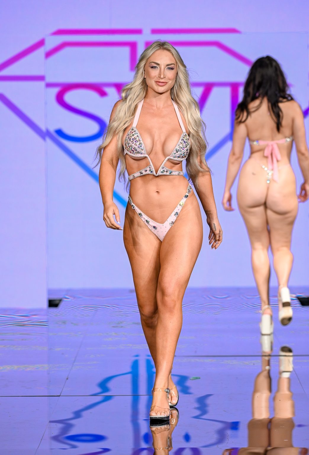 MIAMI BEACH, FLORIDA - MAY 30: A model walks the runway at the Slay Swimwear Show during Miami Swim Week Powered By Art Hearts Fashion at Eden Roc Hotel on May 30, 2025 in Miami Beach, Florida. (Photo by Arun Nevader/Getty Images for Art Hearts Fashion)