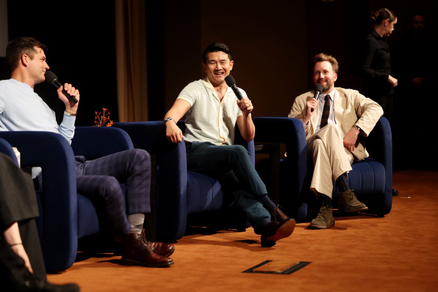 LOS ANGELES, CALIFORNIA - JUNE 07: (L-R) Michael Kosta, Ronny Chieng, and Jordan Klepper attend Comedy Central's "The Daily Show" FYC Event at Linwood Dunn Theater on June 07, 2025 in Los Angeles, California. (Photo by Phillip Faraone/Getty Images for Comedy Central)