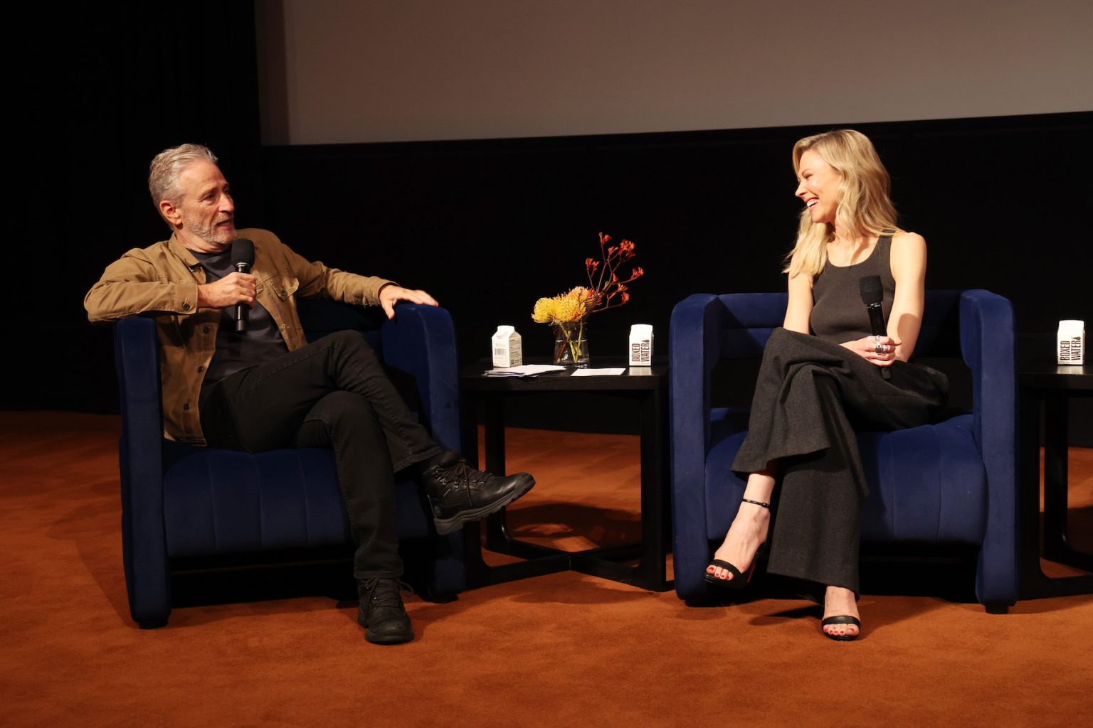 LOS ANGELES, CALIFORNIA - JUNE 07: Jon Stewart and Desi Lydic attend Comedy Central's "The Daily Show" FYC Event at Linwood Dunn Theater on June 07, 2025 in Los Angeles, California. (Photo by Phillip Faraone/Getty Images for Comedy Central)