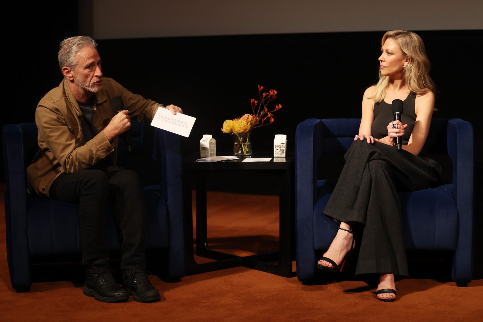 LOS ANGELES, CALIFORNIA - JUNE 07: Jon Stewart and Desi Lydic attend attend Comedy Central's "The Daily Show" FYC Event at Linwood Dunn Theater on June 07, 2025 in Los Angeles, California. (Photo by Phillip Faraone/Getty Images for Comedy Central)