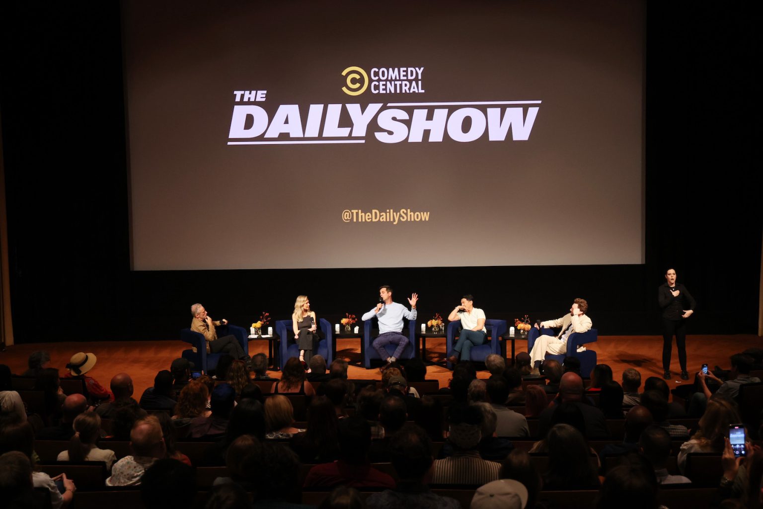 LOS ANGELES, CALIFORNIA - JUNE 07: (L-R) Jon Stewart, Desi Lydic, Michael Kosta, Ronny Chieng, and Jordan Klepper attend Comedy Central's "The Daily Show" FYC Event at Linwood Dunn Theater on June 07, 2025 in Los Angeles, California. (Photo by Phillip Faraone/Getty Images for Comedy Central)