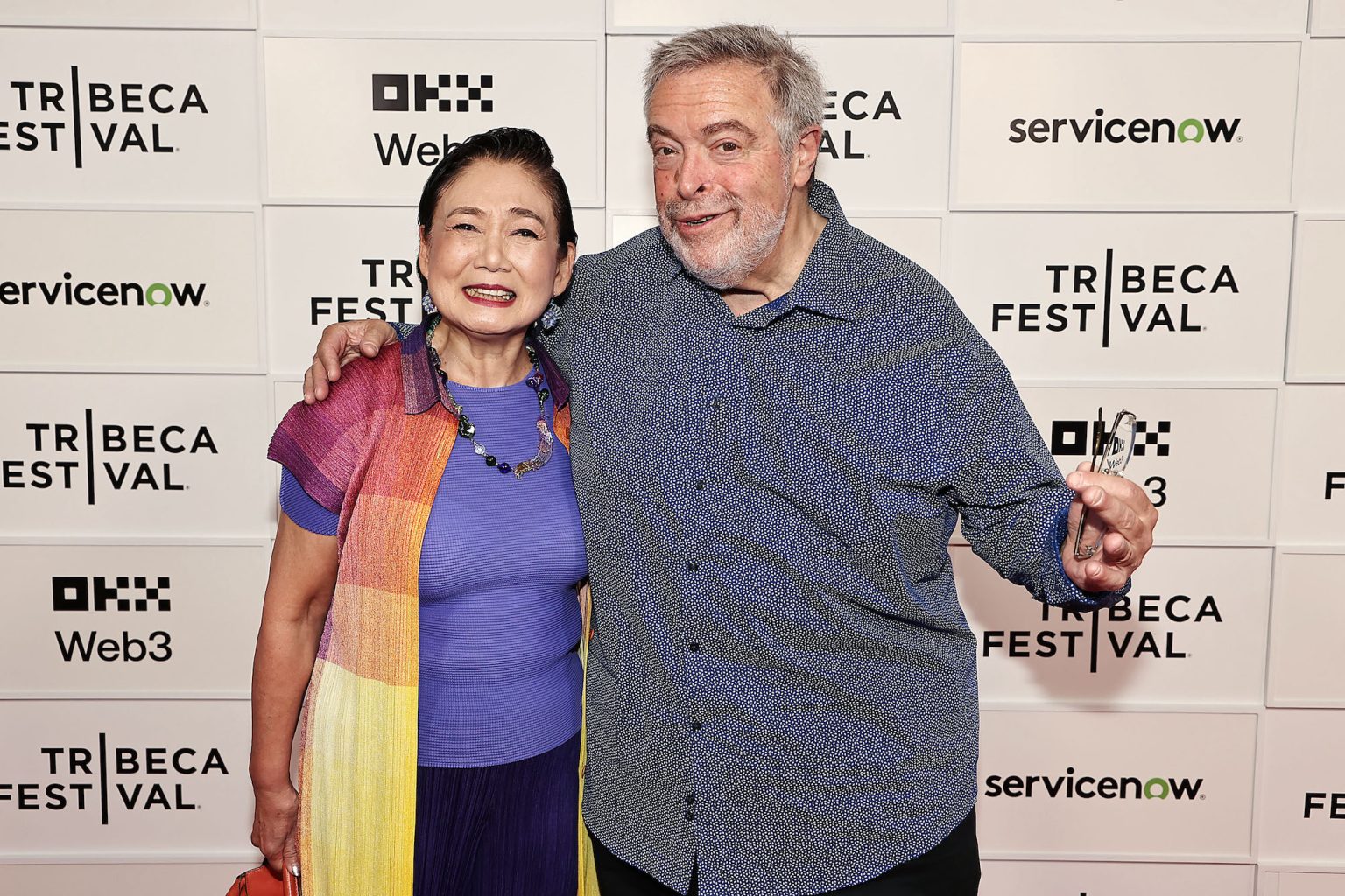 New York, New York - 6/11/25 - Vertical’s NOBU New York Premiere at Tribeca Festival on June 11 in advance of the film’s June 27th NYC theatrical release and national roll out Beginning July 24th Guest Included Saori Korin and Drew Nieporent -PICTURED: Saori Korin and Drew Nieporent - PHOTO by: Dave Allocca / Starpix - Location: BMCC
