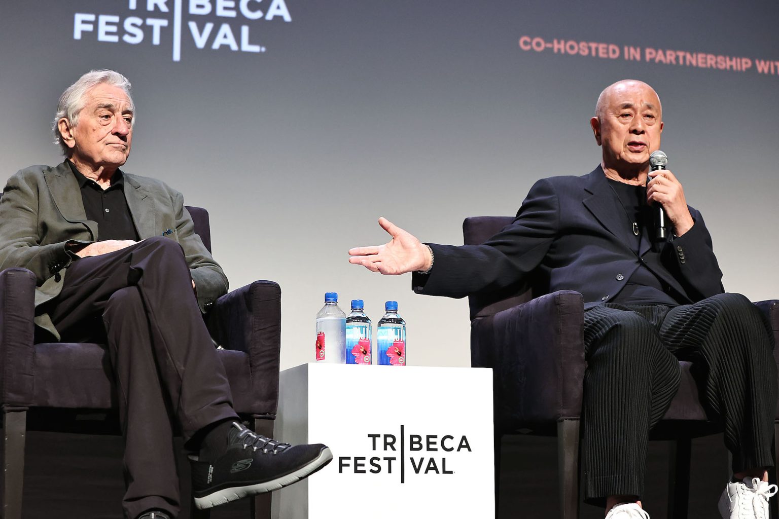 New York, New York - 6/11/25 - Vertical’s NOBU New York Premiere at Tribeca Festival on June 11 in advance of the film’s June 27th NYC theatrical release and national roll out Beginning July 24th Guest Included Robert De Niro and Chef Nobuyki Matsuhisa -PICTURED: Robert De Niro and Chef Nobuyki Matsuhisa - PHOTO by: Dave Allocca / Starpix - Location: BMCC