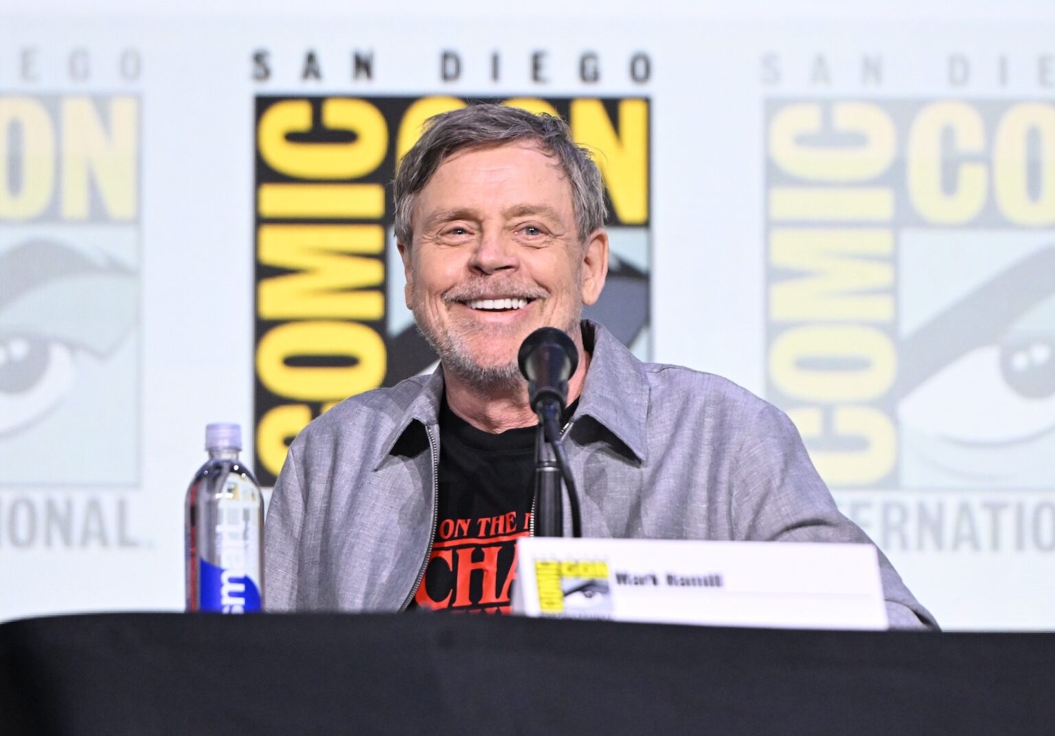 SAN DIEGO, CALIFORNIA - JULY 25: Mark Hamill speaks during “The Long Walk” panel at San Diego Comic-Con International 2025 at San Diego Convention Center on July 25, 2025 in San Diego, California. (Photo by Vivien Killilea/Getty Images for Lionsgate)