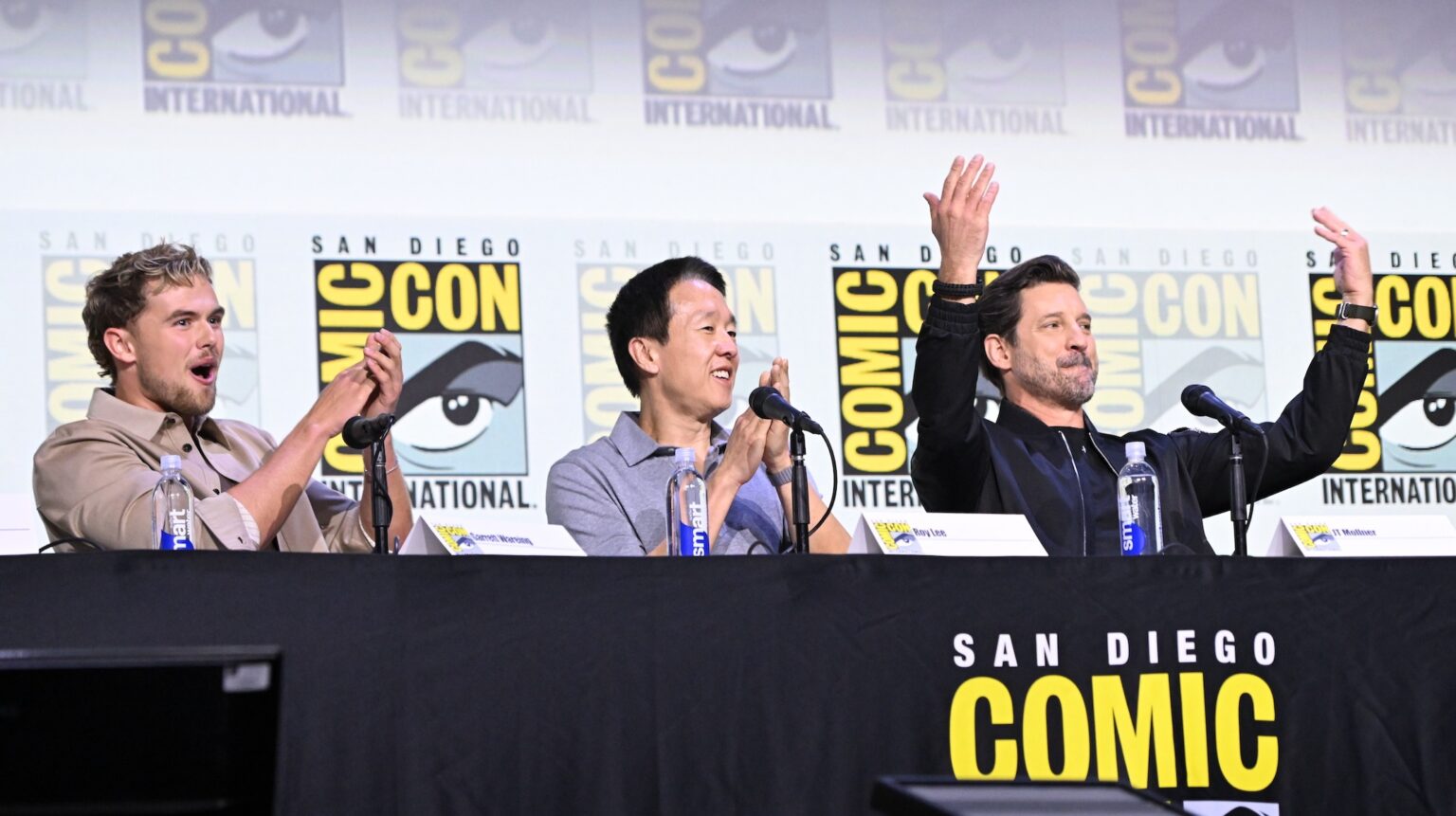 SAN DIEGO, CALIFORNIA - JULY 25: Garrett Wareing, Roy Lee and J.T. Mollner speak during “The Long Walk” panel at San Diego Comic-Con International 2025 at San Diego Convention Center on July 25, 2025 in San Diego, California. (Photo by Vivien Killilea/Getty Images for Lionsgate)