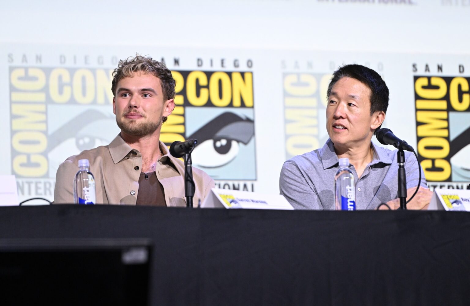 SAN DIEGO, CALIFORNIA - JULY 25: Garrett Wareing and Roy Lee speak during “The Long Walk” panel at San Diego Comic-Con International 2025 at San Diego Convention Center on July 25, 2025 in San Diego, California. (Photo by Vivien Killilea/Getty Images for Lionsgate)