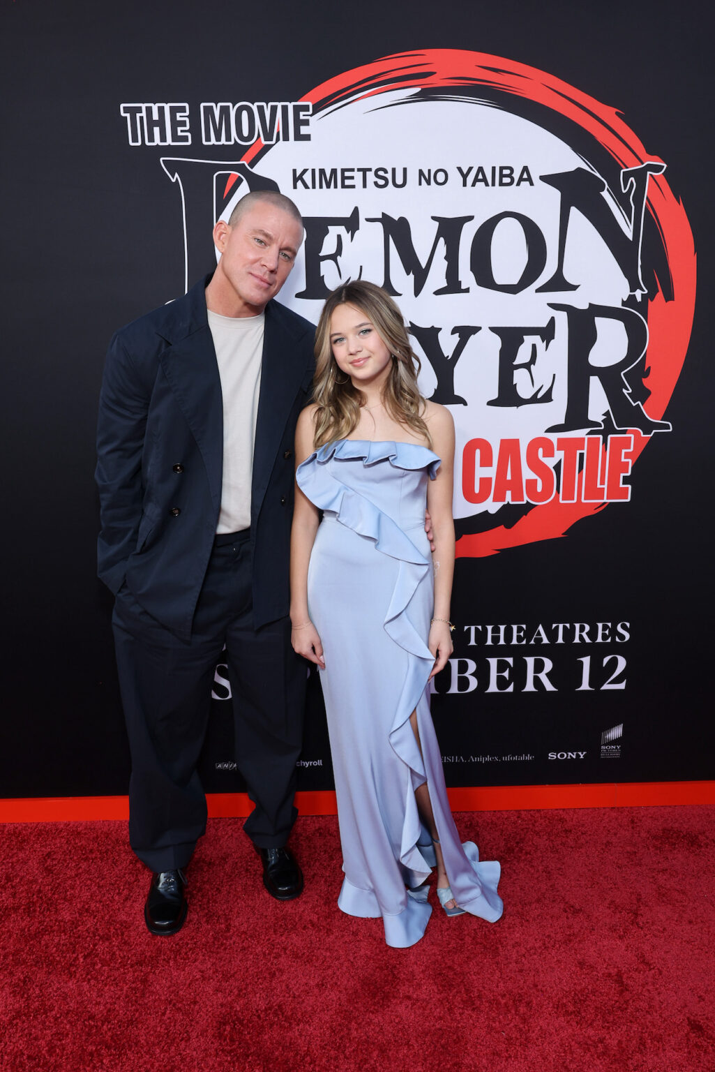 HOLLYWOOD, CALIFORNIA - SEPTEMBER 09: (L-R) Channing Tatum and Everly Tatum attend the Los Angeles premiere of "Demon Slayer: Kimetsu No Yaiba Infinity Castle" at TCL Chinese Theatre on September 09, 2025 in Hollywood, California. (Photo by Randy Shropshire/Getty Images for Crunchyroll, Sony Pictures Entertainment, Aniplex)