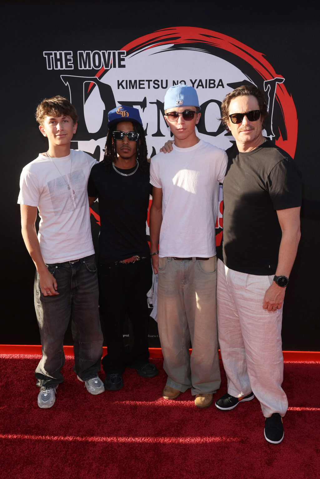 HOLLYWOOD, CALIFORNIA - SEPTEMBER 09: (L-R) Bodhi Hudson, Yadel Fassika, Wilder Hudson and Oliver Hudson attend the Los Angeles premiere of "Demon Slayer: Kimetsu No Yaiba Infinity Castle" at TCL Chinese Theatre on September 09, 2025 in Hollywood, California. (Photo by Randy Shropshire/Getty Images for Crunchyroll, Sony Pictures Entertainment, Aniplex)