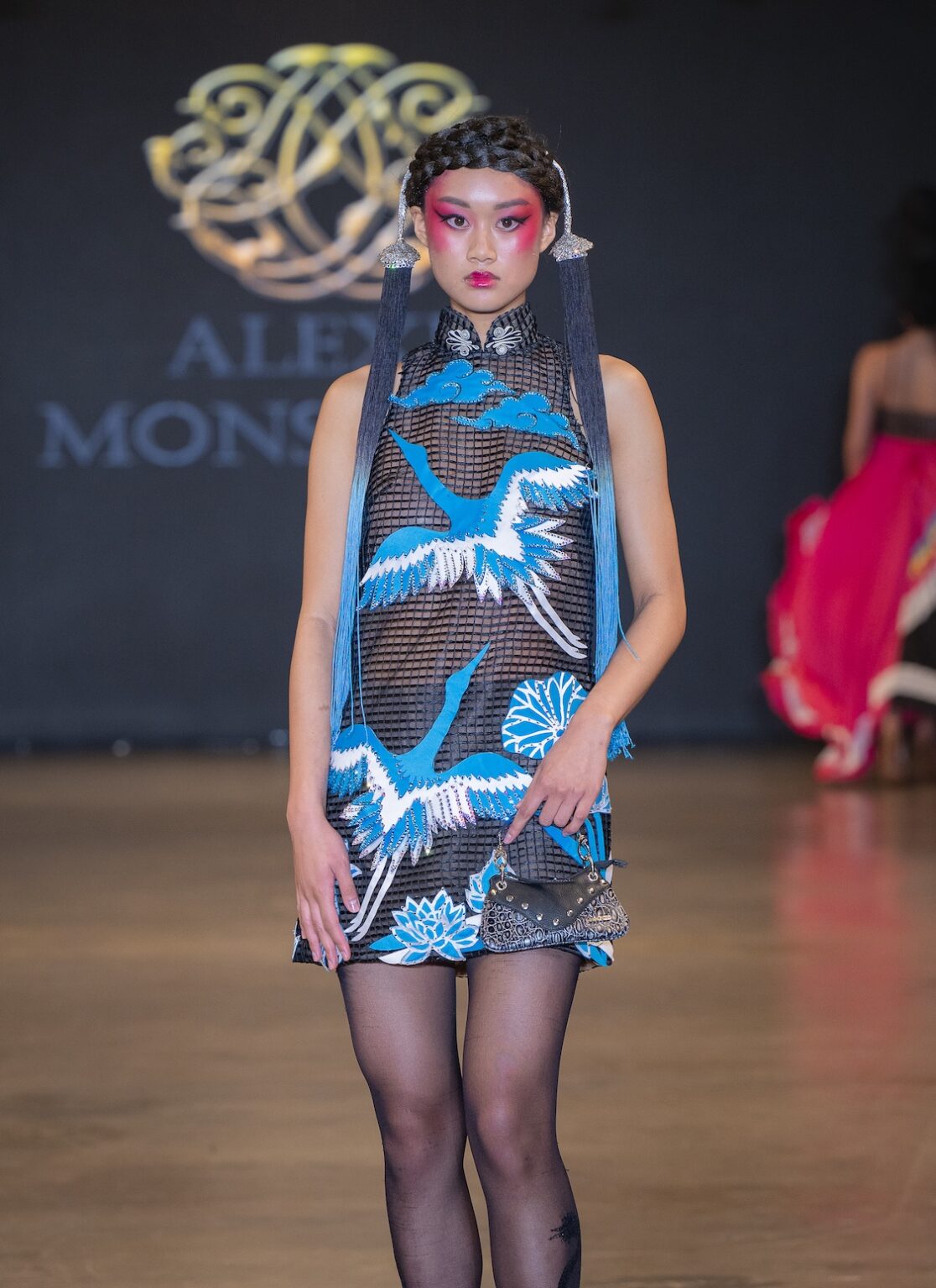 LOS ANGELES, CALIFORNIA - OCTOBER 16: A model walks the runway at the Alexis Monsanto show during Los Angeles Fashion Week Powered By Art Hearts Fashion at The New Mart on October 16, 2025 in Los Angeles, California. (Photo by Mark Gunter/Getty Images for Art Hearts Fashion)