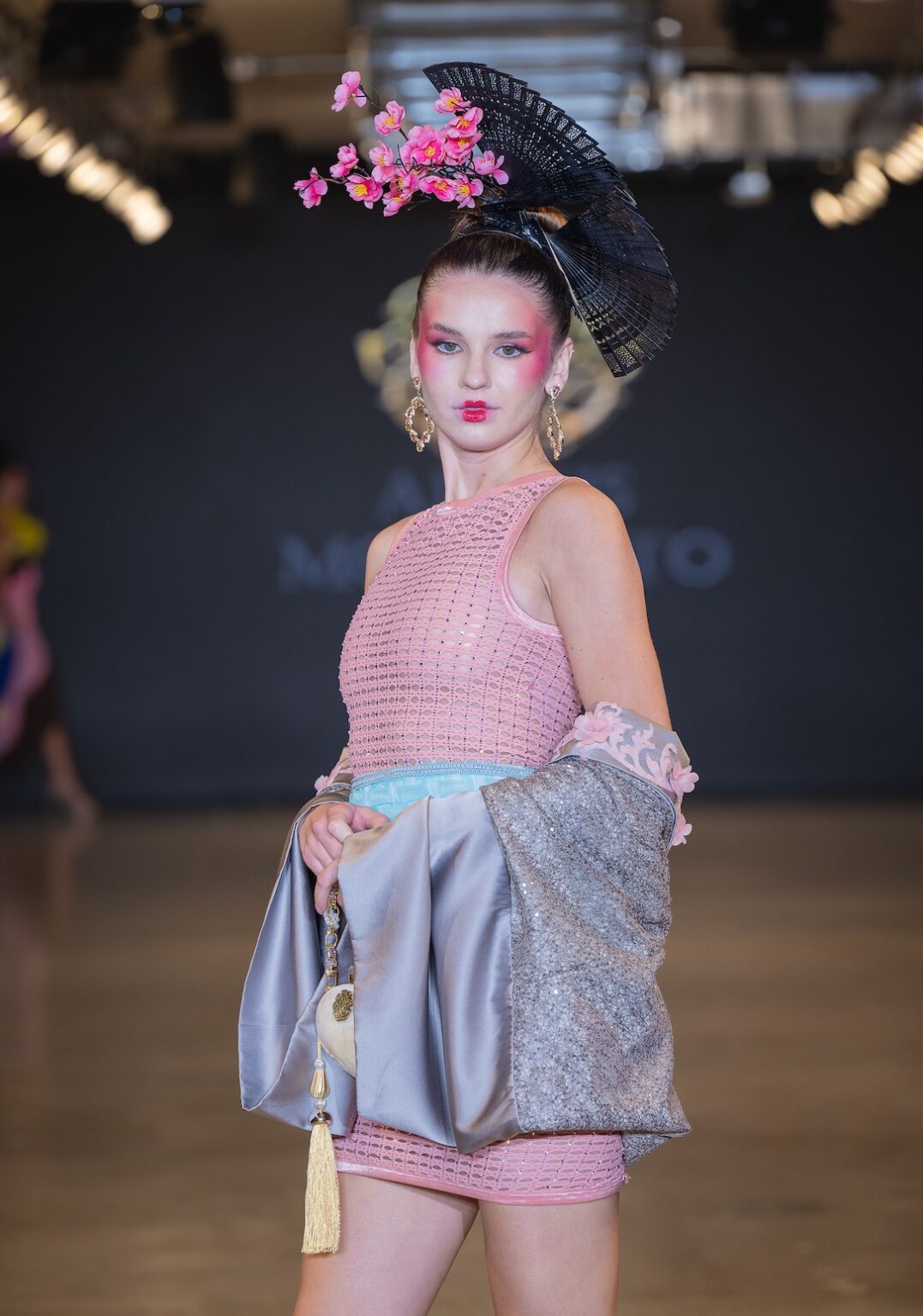 LOS ANGELES, CALIFORNIA - OCTOBER 16: A model walks the runway at the Alexis Monsanto show during Los Angeles Fashion Week Powered By Art Hearts Fashion at The New Mart on October 16, 2025 in Los Angeles, California. (Photo by Mark Gunter/Getty Images for Art Hearts Fashion)
