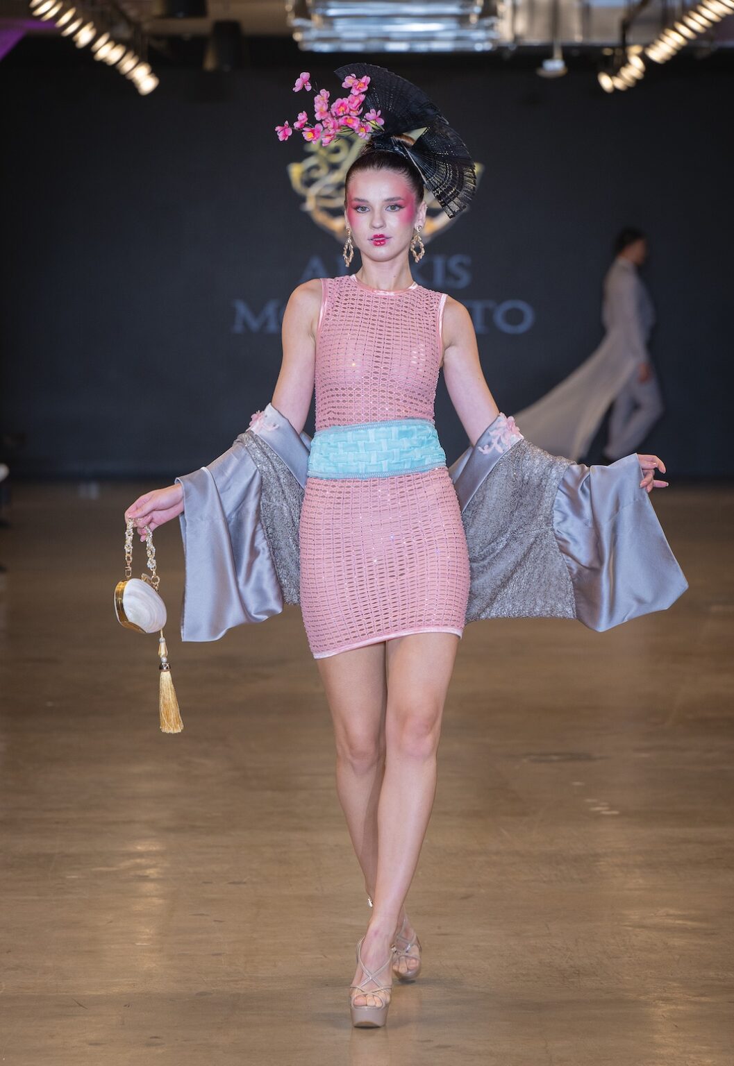 LOS ANGELES, CALIFORNIA - OCTOBER 16: A model walks the runway at the Alexis Monsanto show during Los Angeles Fashion Week Powered By Art Hearts Fashion at The New Mart on October 16, 2025 in Los Angeles, California. (Photo by Mark Gunter/Getty Images for Art Hearts Fashion)