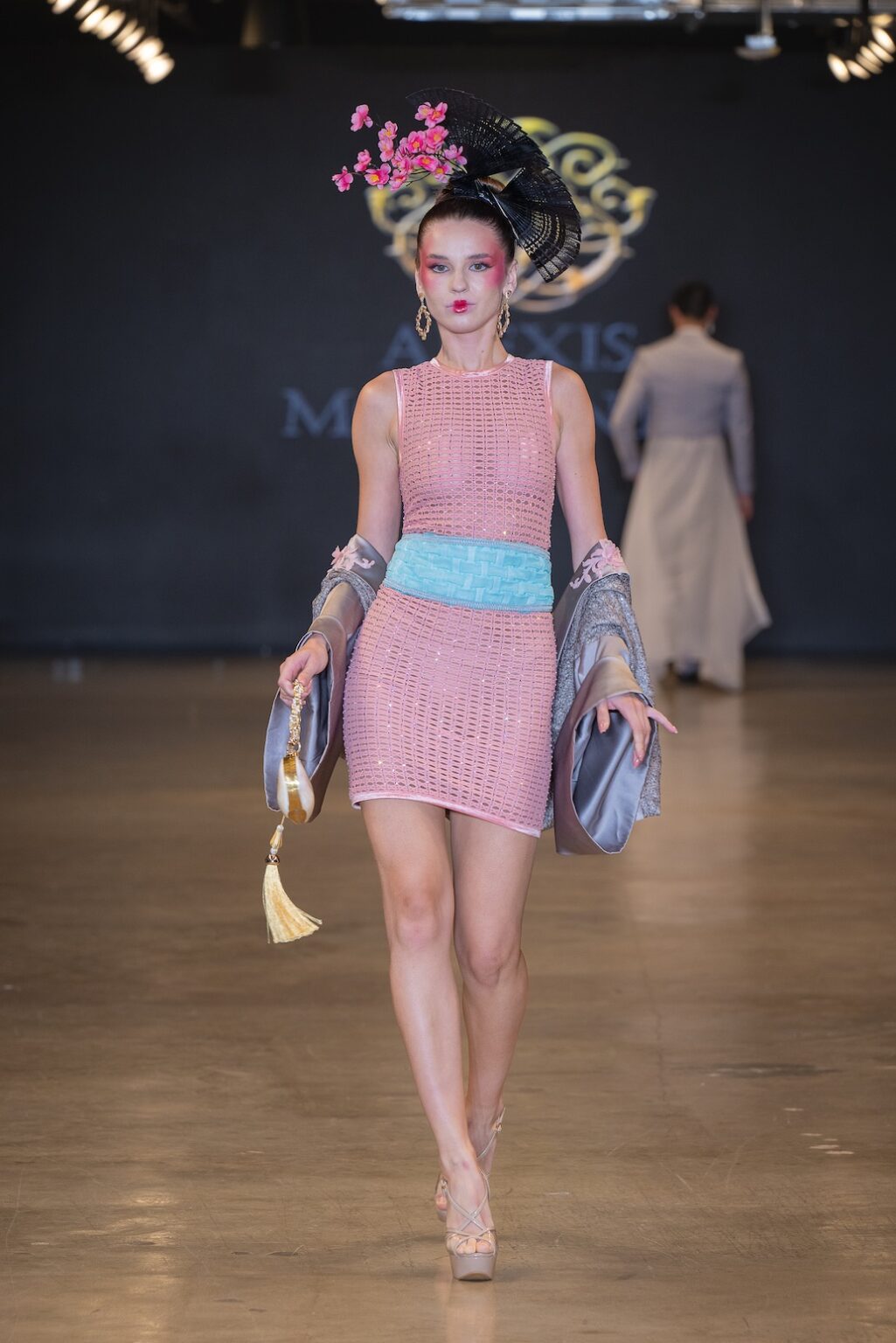 LOS ANGELES, CALIFORNIA - OCTOBER 16: A model walks the runway at the Alexis Monsanto show during Los Angeles Fashion Week Powered By Art Hearts Fashion at The New Mart on October 16, 2025 in Los Angeles, California. (Photo by Mark Gunter/Getty Images for Art Hearts Fashion)