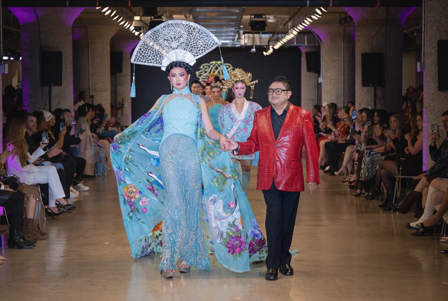 LOS ANGELES, CALIFORNIA - OCTOBER 16: Designer Alexis Monsanto and models walk the runway at the Alexis Monsanto show during Los Angeles Fashion Week Powered By Art Hearts Fashion at The New Mart on October 16, 2025 in Los Angeles, California. (Photo by Mark Gunter/Getty Images for Art Hearts Fashion)