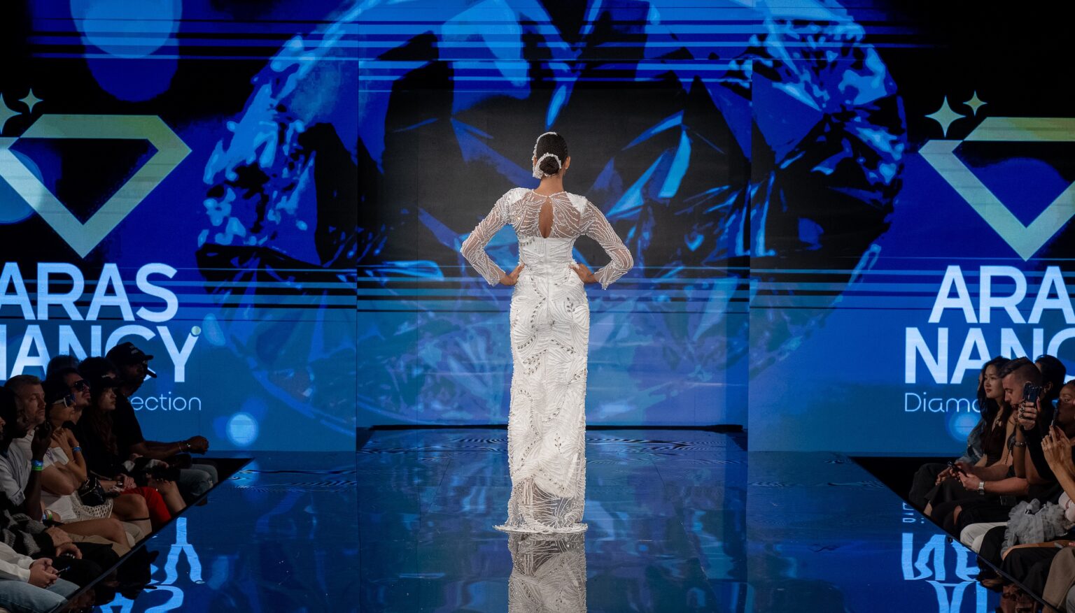 NEW YORK, NEW YORK - SEPTEMBER 12: Model Whitney Shikongo walks the runway at the Aras Nancy show during New York Fashion Week Powered By Art Hearts Fashion at The Angel Orensanz Foundation on September 12, 2025 in New York City. (Photo by Mark Gunter/Getty Images for Art Hearts Fashion)