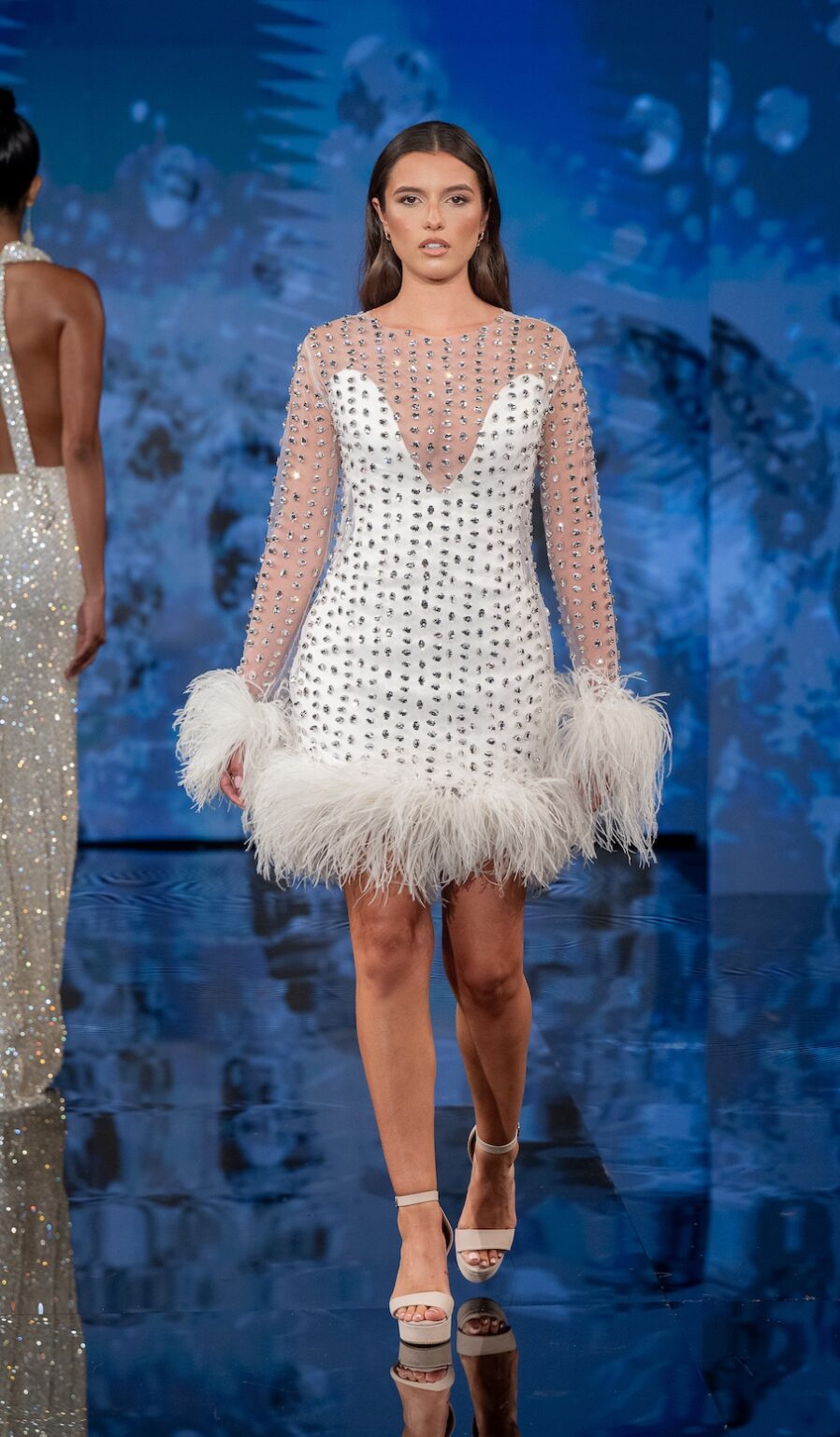 NEW YORK, NEW YORK - SEPTEMBER 12: A model walks the runway at the Aras Nancy show during New York Fashion Week Powered By Art Hearts Fashion at The Angel Orensanz Foundation on September 12, 2025 in New York City. (Photo by Mark Gunter/Getty Images for Art Hearts Fashion)