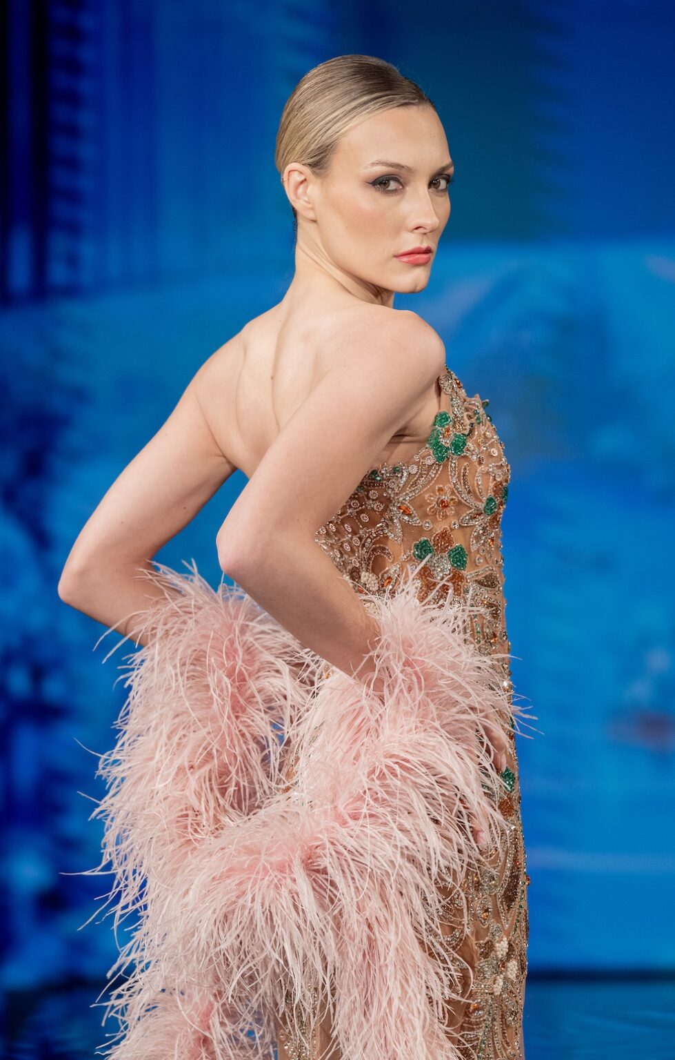 NEW YORK, NEW YORK - SEPTEMBER 12: A model walks the runway at the Aras Nancy show during New York Fashion Week Powered By Art Hearts Fashion at The Angel Orensanz Foundation on September 12, 2025 in New York City. (Photo by Mark Gunter/Getty Images for Art Hearts Fashion)