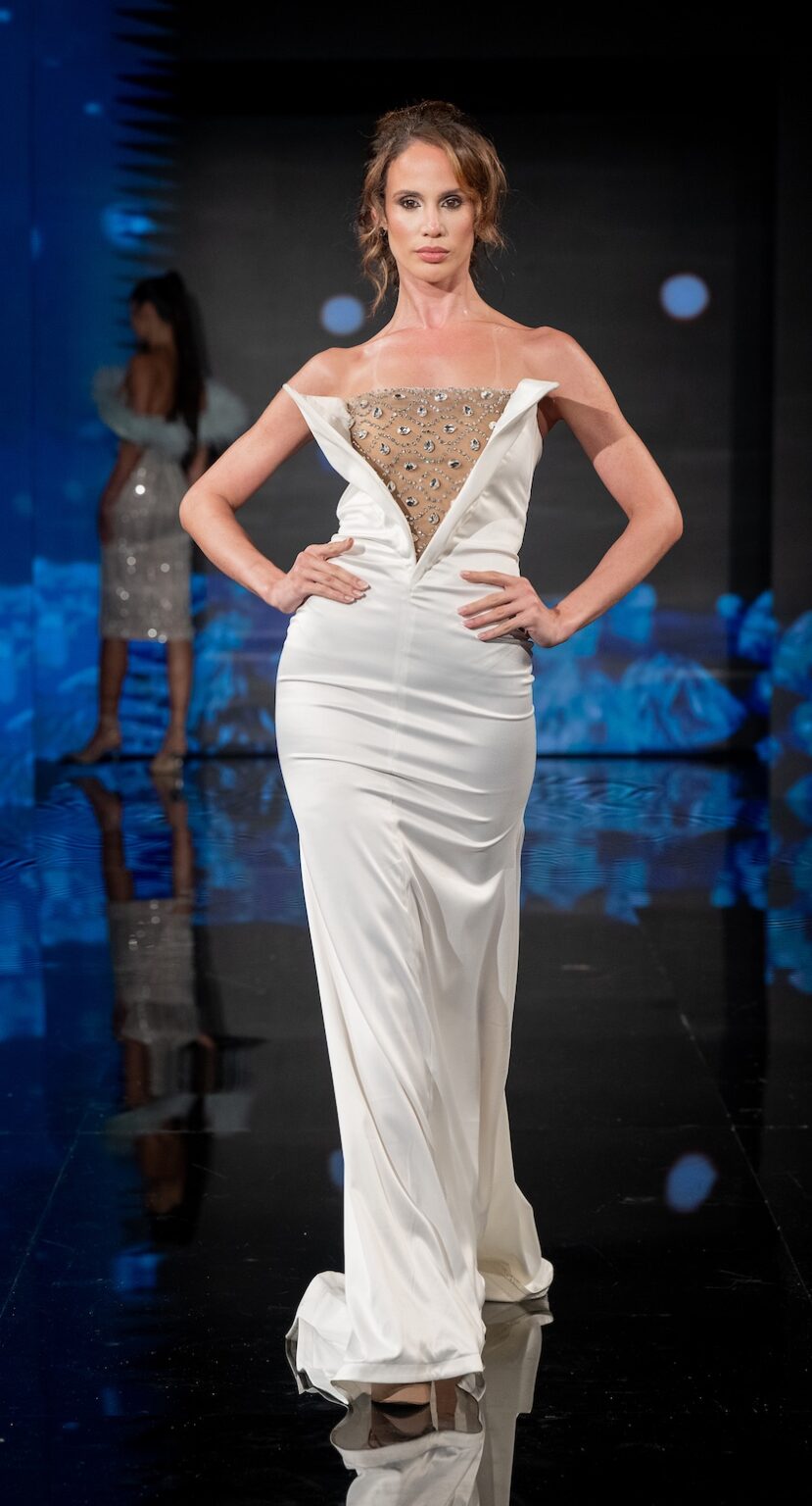 NEW YORK, NEW YORK - SEPTEMBER 12: A model walks the runway at the Aras Nancy show during New York Fashion Week Powered By Art Hearts Fashion at The Angel Orensanz Foundation on September 12, 2025 in New York City. (Photo by Mark Gunter/Getty Images for Art Hearts Fashion)