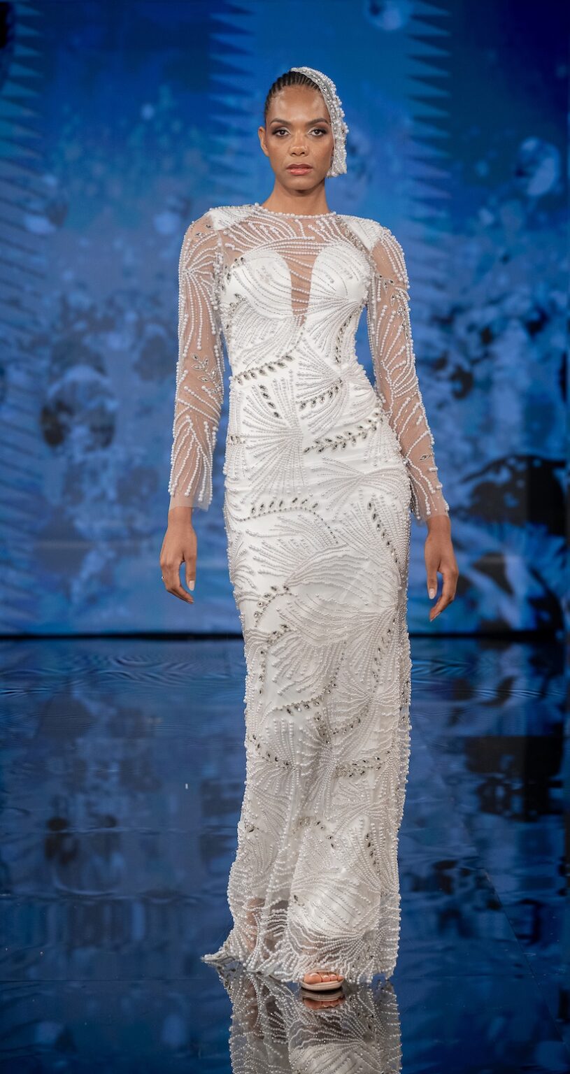NEW YORK, NEW YORK - SEPTEMBER 12: Model Whitney Shikongo walks the runway at the Aras Nancy show during New York Fashion Week Powered By Art Hearts Fashion at The Angel Orensanz Foundation on September 12, 2025 in New York City. (Photo by Mark Gunter/Getty Images for Art Hearts Fashion)