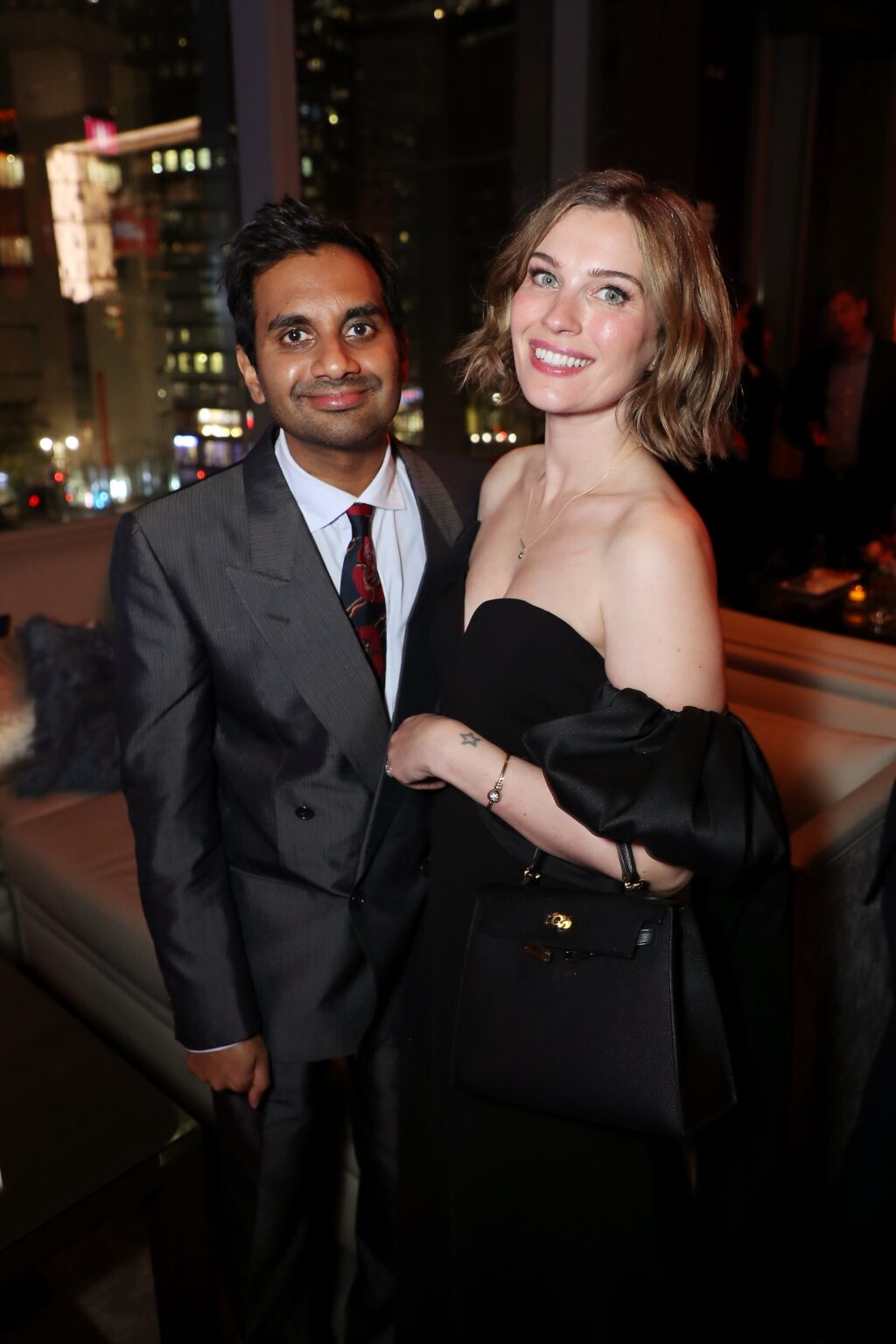 New York, New York - 10/13/25 - Aziz Ansari and Serena Skov Campbell attends the New York Special Screening of LIONSGATE “Good Fortune” - After Party her at Ascent Lounge - PICTURED: Aziz Ansari and Serena Skov Campbell - PHOTO by: Marion Curtis / StarPix for Lionsgate - Location: Ascent Lounge