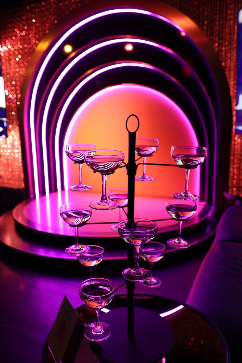 New York, New York - 10/10/25 - Champagne Tower at COQODAQ attends A Premiere Celebration for Apple TV+ “Knife Edge: Chasing Michelin Stars” at The Musket Room and COQODAQ in New York CityPicturehouse - PICTURED: Champagne Tower at COQODAQ - PHOTO by: Marion Curtis / StarPix for Apple TV+ - Location: The Musket Room and COQODAQ