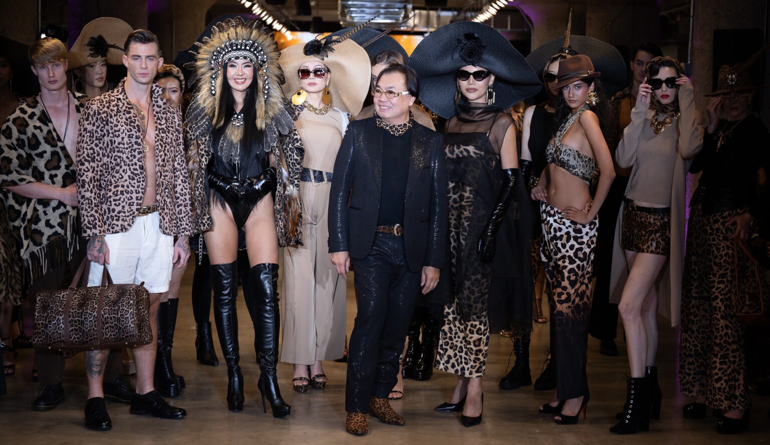 LOS ANGELES, CALIFORNIA - OCTOBER 16: Designer David Tupaz and models walk the runway at the David Tupaz show during Los Angeles Fashion Week Powered By Art Hearts Fashion at The New Mart on October 16, 2025 in Los Angeles, California. (Photo by Mark Gunter/Getty Images for Art Hearts Fashion)