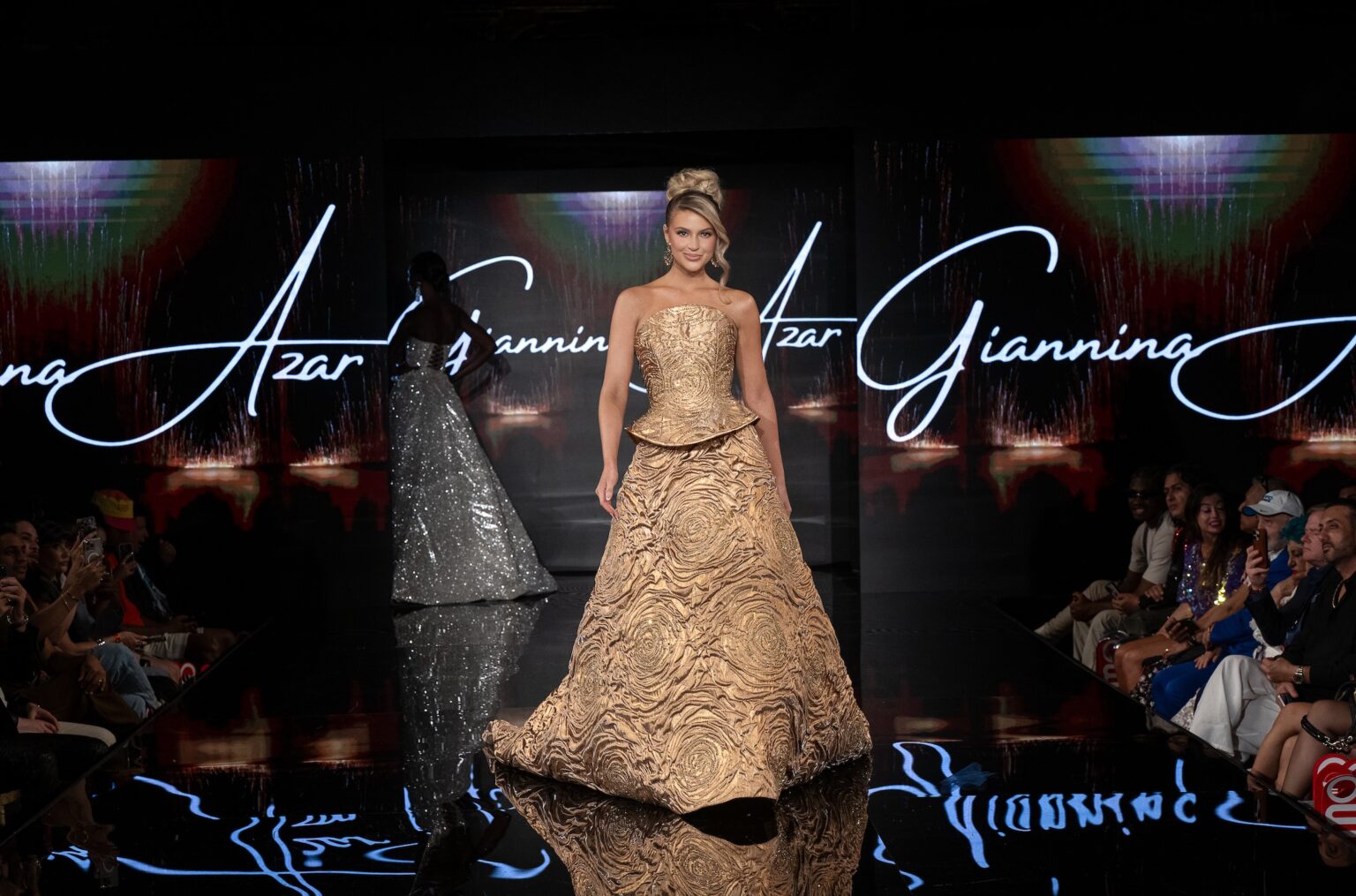 NEW YORK, NEW YORK - SEPTEMBER 14: Madison Anderson Berrios walks the runway at the Giannina Azar show during New York Fashion Week at The Angel Orensanz Foundation on September 14, 2025 in New York City. (Photo by Mark Gunter/Getty Images for Art Hearts Fashion)