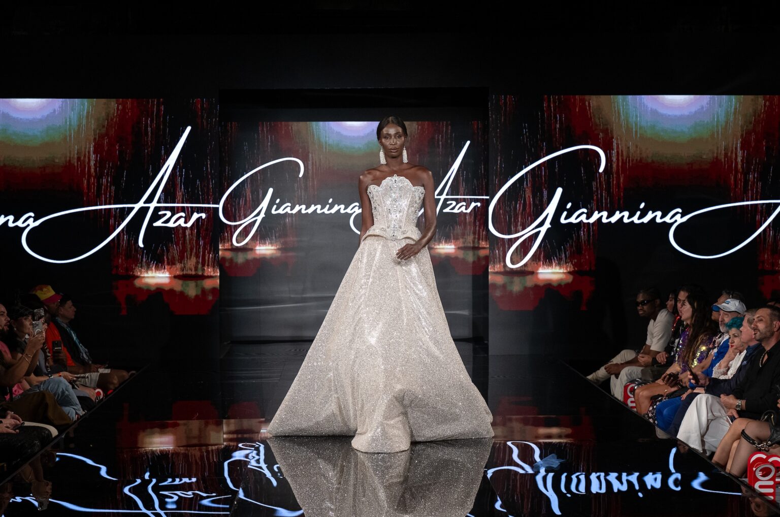 NEW YORK, NEW YORK - SEPTEMBER 14: Nova Stevens walks the runway at the Giannina Azar show during New York Fashion Week at The Angel Orensanz Foundation on September 14, 2025 in New York City. (Photo by Mark Gunter/Getty Images for Art Hearts Fashion)