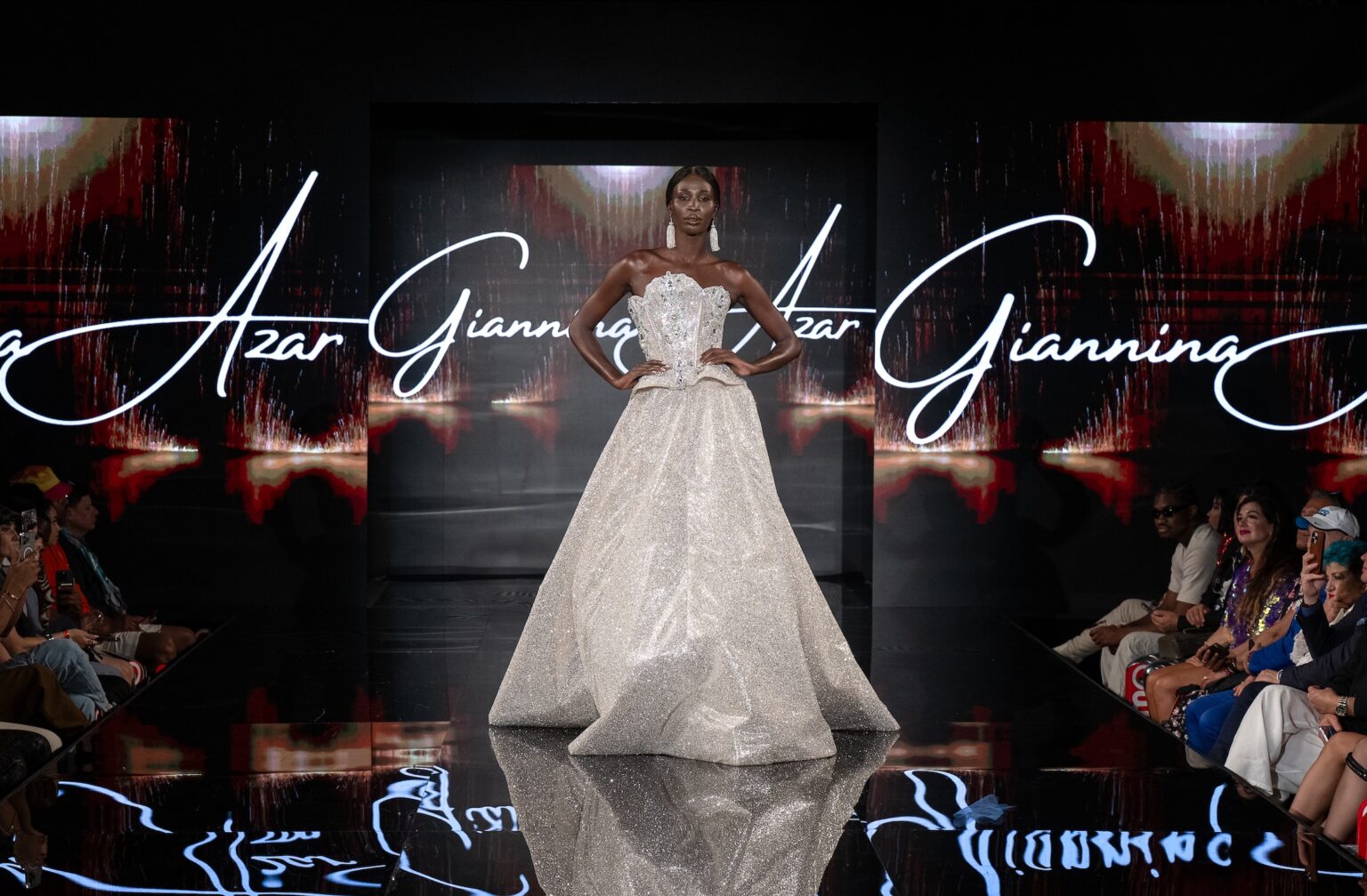 NEW YORK, NEW YORK - SEPTEMBER 14: Nova Stevens walks the runway at the Giannina Azar show during New York Fashion Week at The Angel Orensanz Foundation on September 14, 2025 in New York City. (Photo by Mark Gunter/Getty Images for Art Hearts Fashion)
