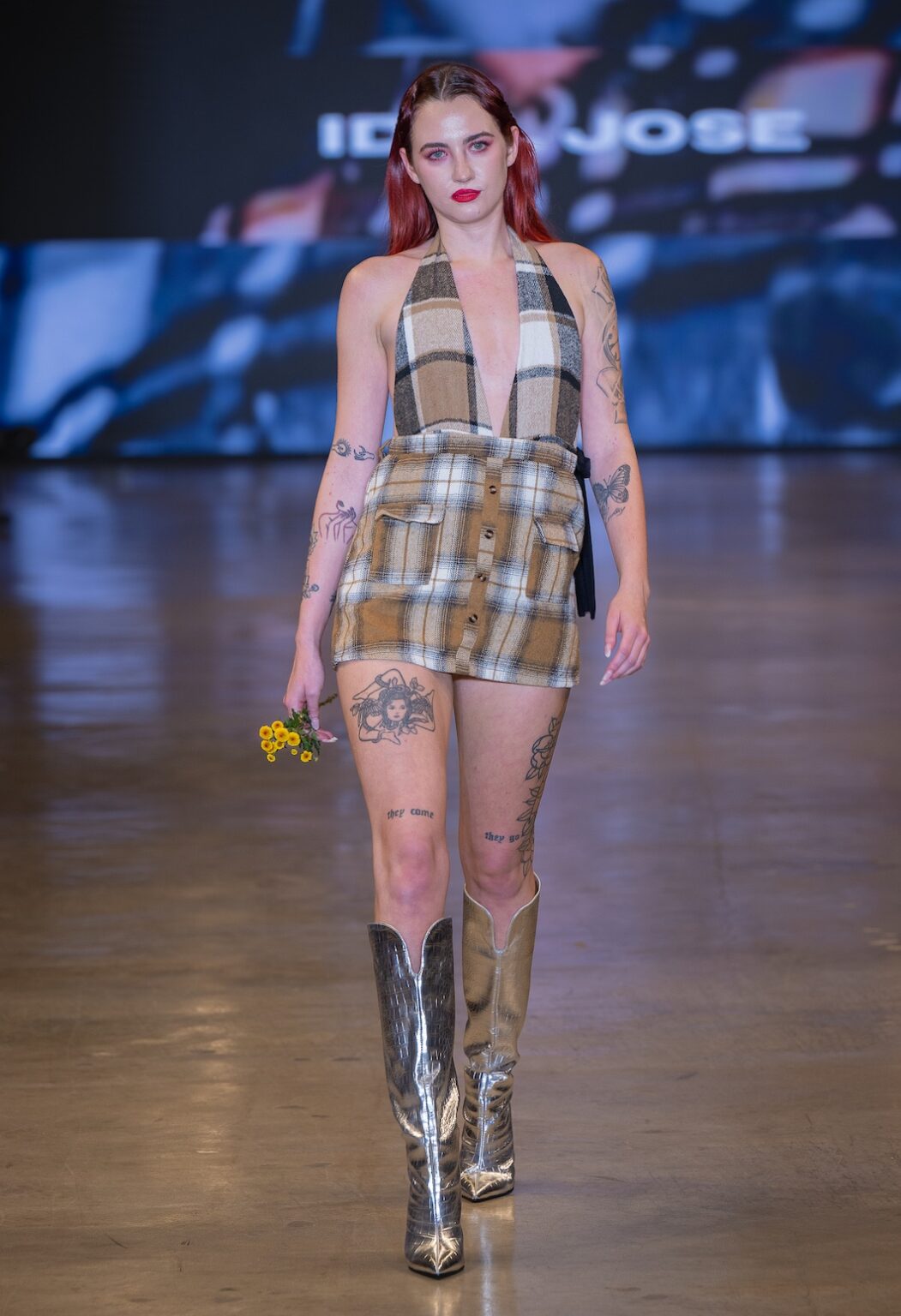 LOS ANGELES, CALIFORNIA - OCTOBER 16: Model Lolly Ferraro walks the runway at the Idol Jose show during Los Angeles Fashion Week Powered By Art Hearts Fashion at The New Mart on October 16, 2025 in Los Angeles, California. (Photo by Mark Gunter/Getty Images for Art Hearts Fashion)