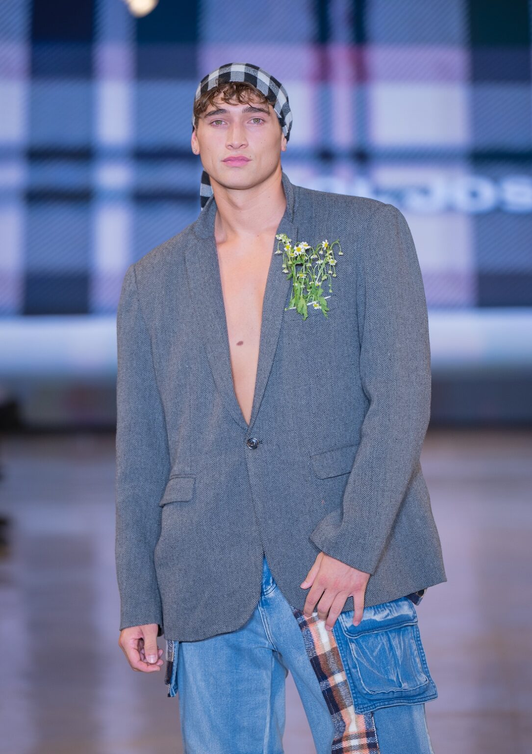 LOS ANGELES, CALIFORNIA - OCTOBER 16: Model James Barranca walks the runway at the Idol Jose show during Los Angeles Fashion Week Powered By Art Hearts Fashion at The New Mart on October 16, 2025 in Los Angeles, California. (Photo by Mark Gunter/Getty Images for Art Hearts Fashion)