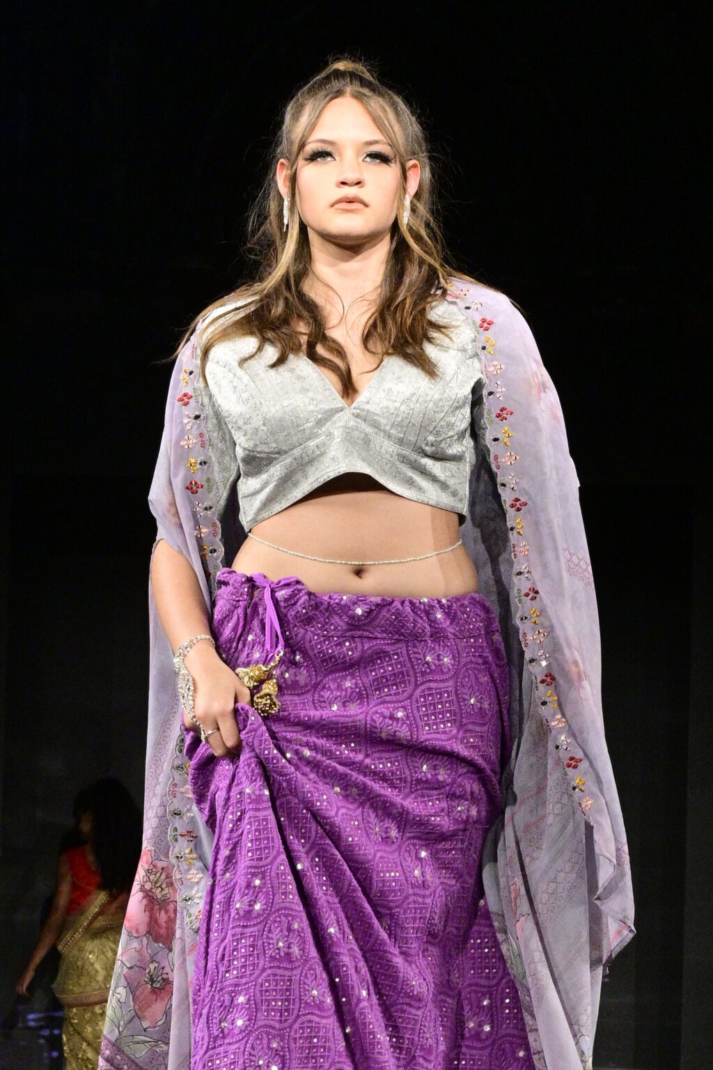 NEW YORK, NEW YORK - SEPTEMBER 11: A model walks the runway for International Heritage Fashion Week, featuring Heritage India Fashions by Prashant Goyal at The Angel Orensanz Foundation on September 11, 2025 in New York City. (Photo by Eugene Gologursky/Getty Images for Art Hearts Fashion)