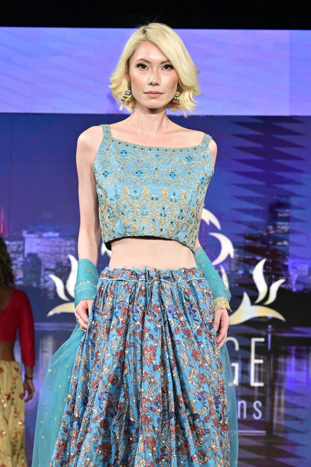 NEW YORK, NEW YORK - SEPTEMBER 11: A model walks the runway for International Heritage Fashion Week, featuring Heritage India Fashions by Prashant Goyal at The Angel Orensanz Foundation on September 11, 2025 in New York City. (Photo by Eugene Gologursky/Getty Images for Art Hearts Fashion)