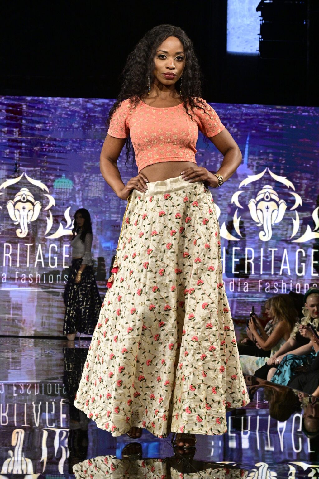 NEW YORK, NEW YORK - SEPTEMBER 11: A model walks the runway for International Heritage Fashion Week, featuring Heritage India Fashions by Prashant Goyal at The Angel Orensanz Foundation on September 11, 2025 in New York City. (Photo by Eugene Gologursky/Getty Images for Art Hearts Fashion)