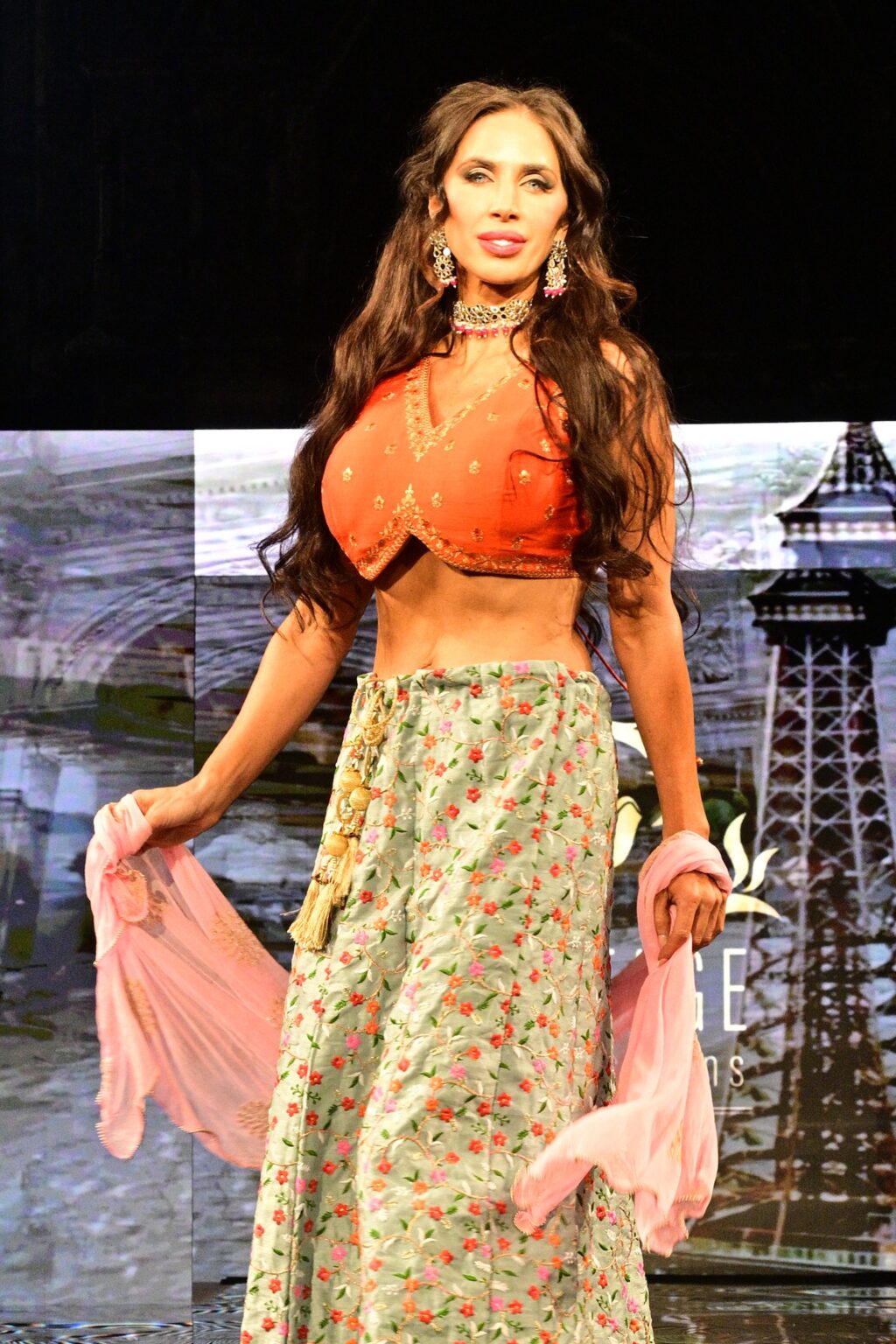NEW YORK, NEW YORK - SEPTEMBER 11: A model walks the runway for International Heritage Fashion Week, featuring Heritage India Fashions by Prashant Goyal at The Angel Orensanz Foundation on September 11, 2025 in New York City. (Photo by Eugene Gologursky/Getty Images for Art Hearts Fashion)